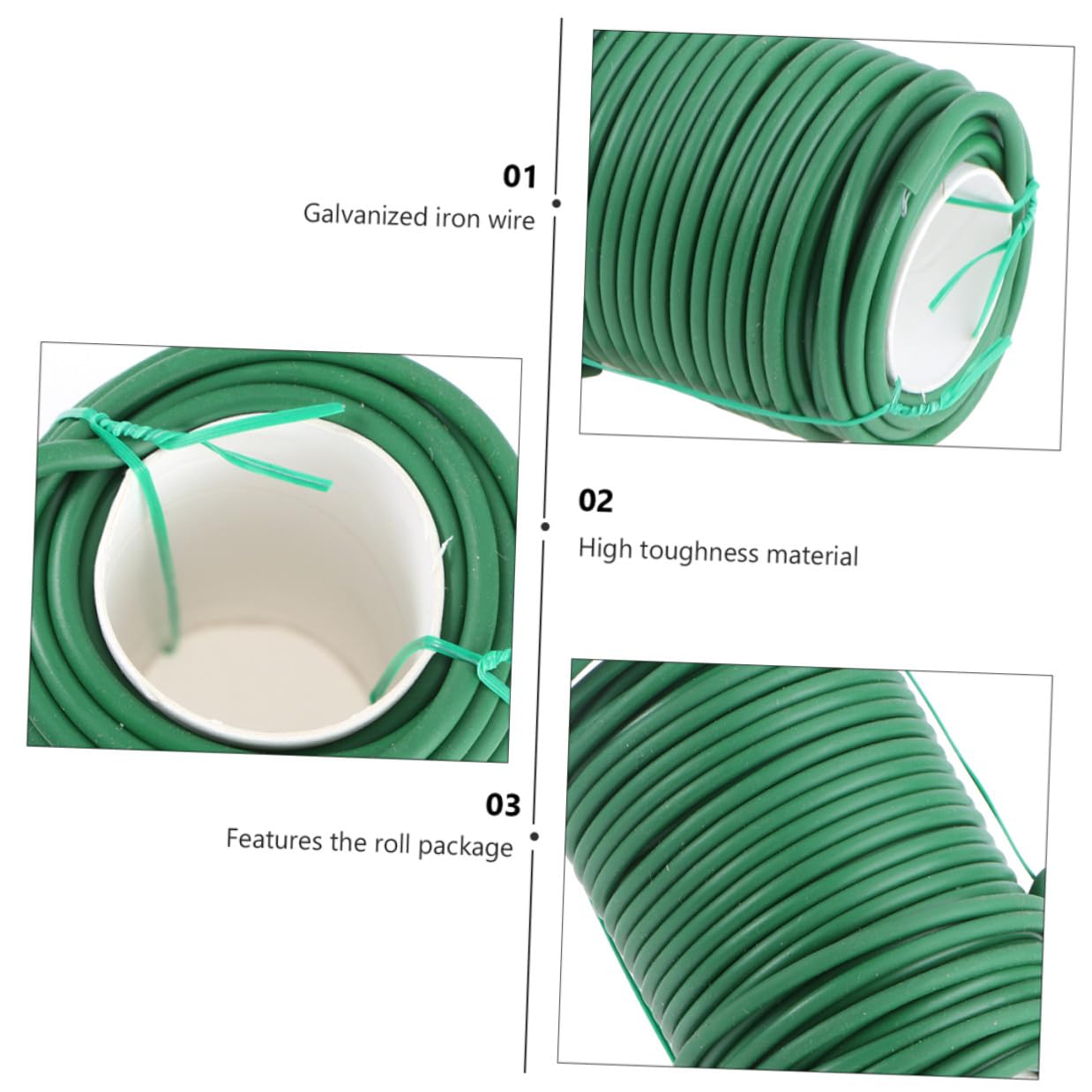 VILLCASE Fil de Jardin Flexible Vert en TPR et Fer pour Attacher Vigne et Plantes, 2 Rouleaux D'accessoires de Fixation Pratiques pour Jardinage et Sécurisation