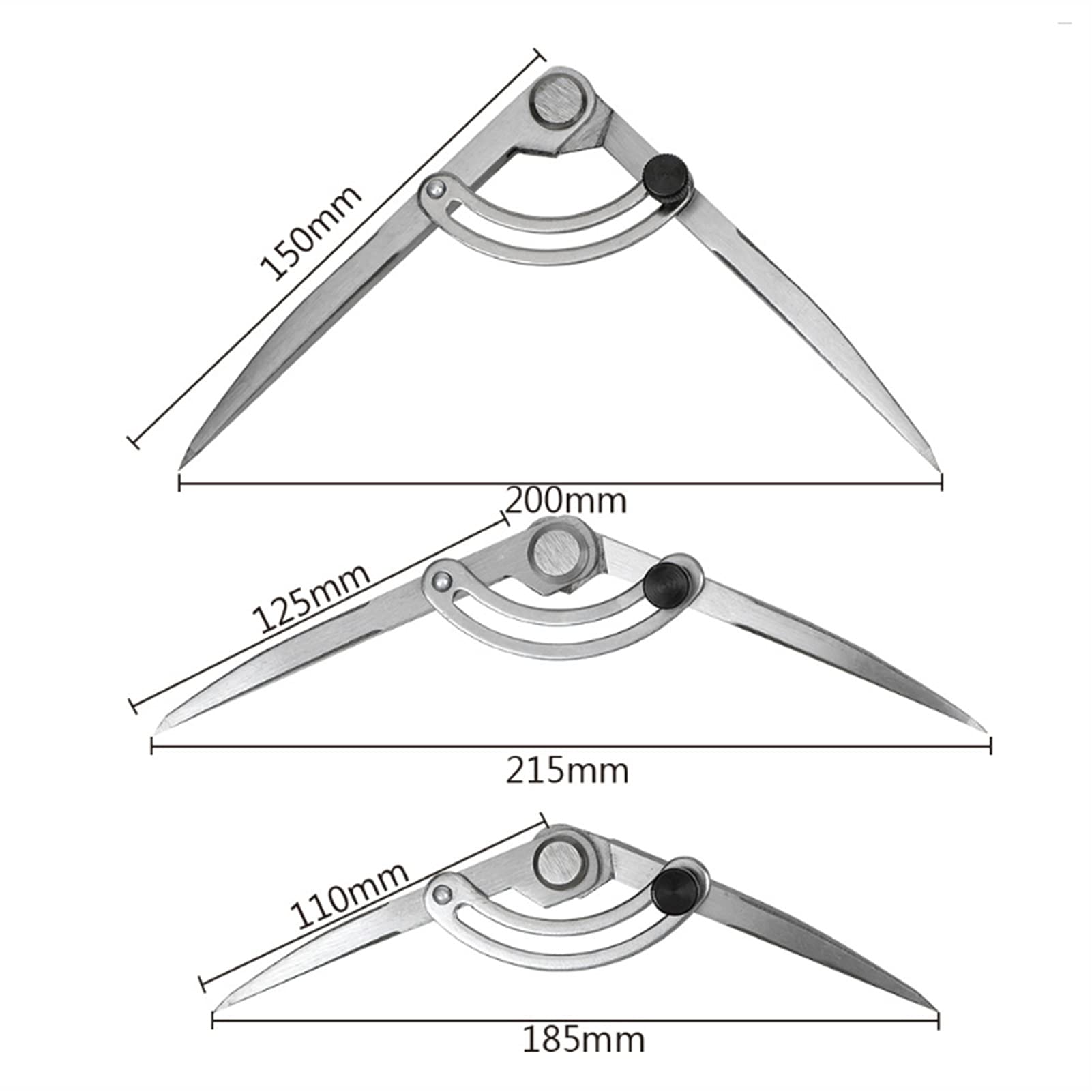 Zirkel, Abstandszirkel, Verstellbar, Lederhandwerk, Drehbar, Mathematik- Und Geometrie-Set Mit Schloss, Präzisions-Schreibwaren, Langlebig Für Messwerkzeuge Für Schüler, 125 Mm (150 Mm)