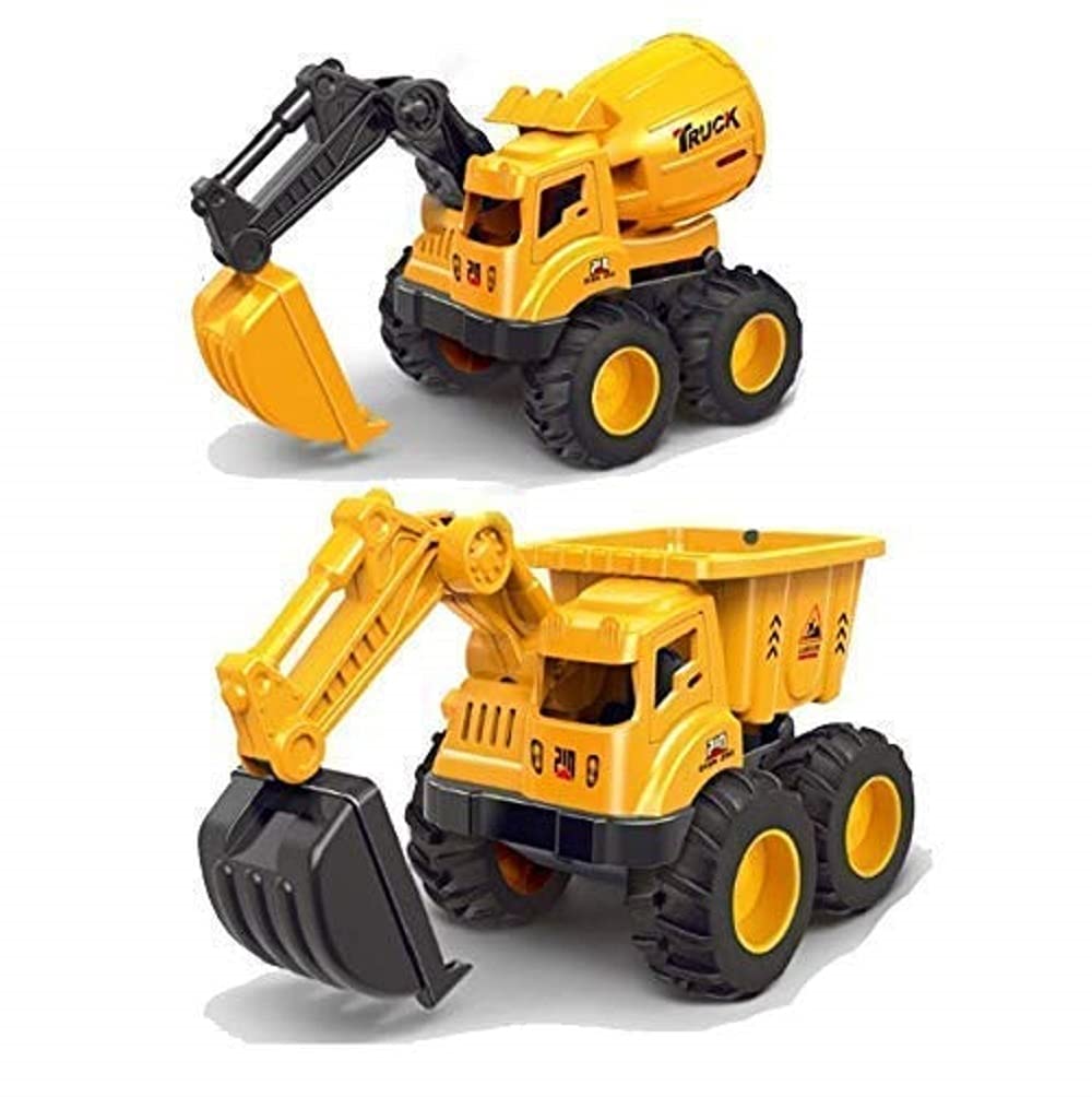 Romp And Role 2 in 1 Friction Power Dumper Excavator Truck for Kids Construction Toy 3+ Year Kids Boys dig Dumper Construction Toy vechicle (Multicolor)