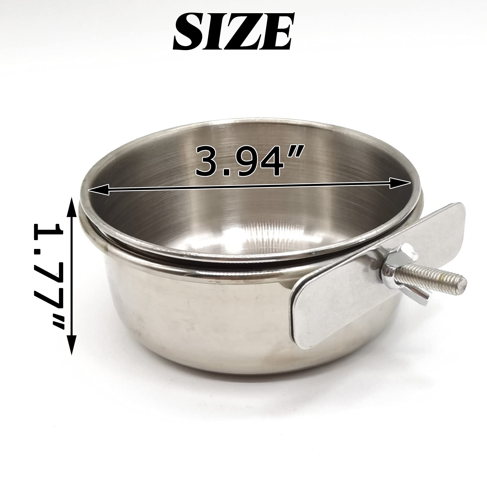 RONYOUNG 2PCS Bird Feeding Dish Cups with Spoon, Parrot Food Bowl Clamp Holder - Stainless Steel Coop Cup, Bird Cage Water Bowl for Parakeet African Greys Conure Cockatiels Lovebird Budgie Chinchilla - image 3