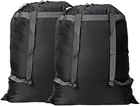 Vista 7 de Mochila de lavandería de 27 x 34 pulgadas, resistente bolsa de lavandería con correas para el hombro, cierre de cordón, mochila de lavandería