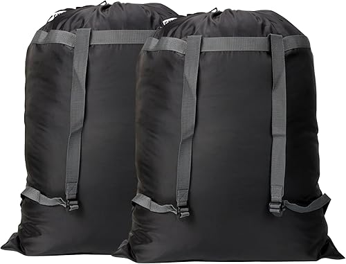 Miniatura 7 de Mochila de lavandería de 27 x 34 pulgadas, resistente bolsa de lavandería con correas para el hombro, cierre de cordón, mochila de lavandería Verde