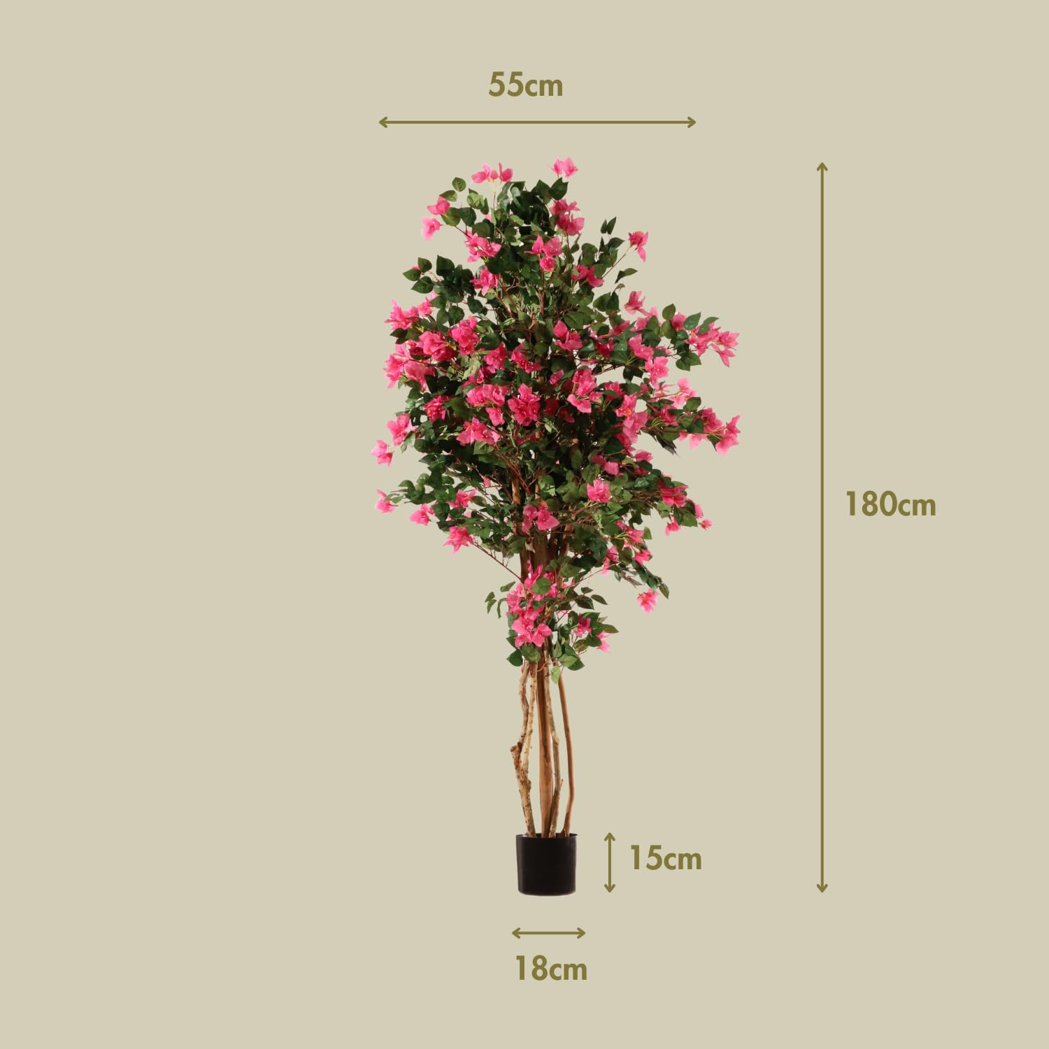 Planta Artificial | Árbol Buganvilla Artificial 180 cm Tronco Natural | Ideal para Salón, Oficina y Recibidor
