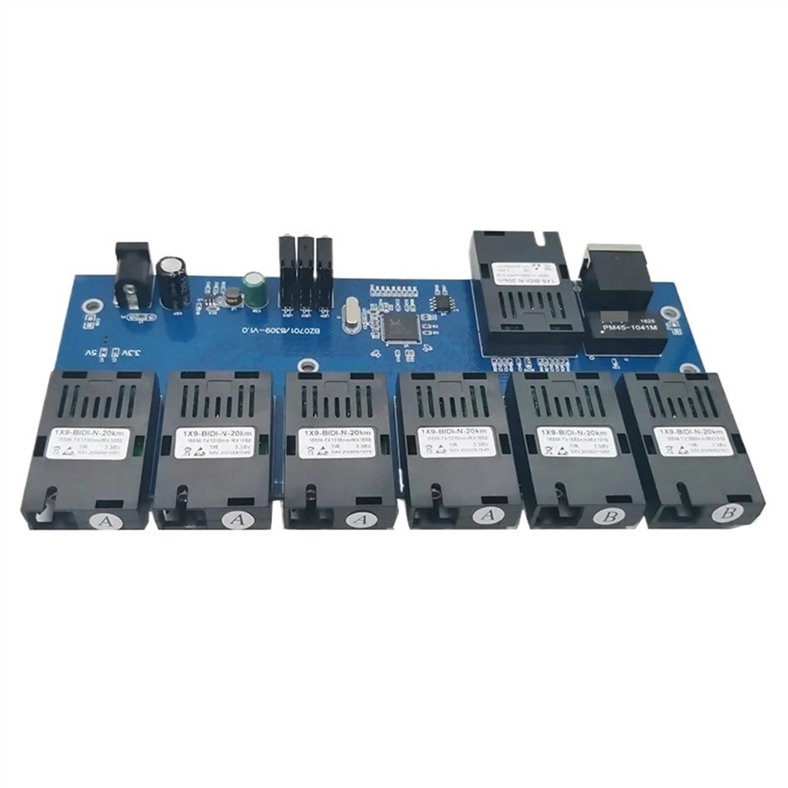 Convertisseur De Commutateur Ethernet Rapide 20KM, Convertisseur De Média Fiber Optique Ethernet Monomode 1 RJ45 7-SC Port Fiber 10/100M 7F1E (Size : 7F1E PCBA US Power)
