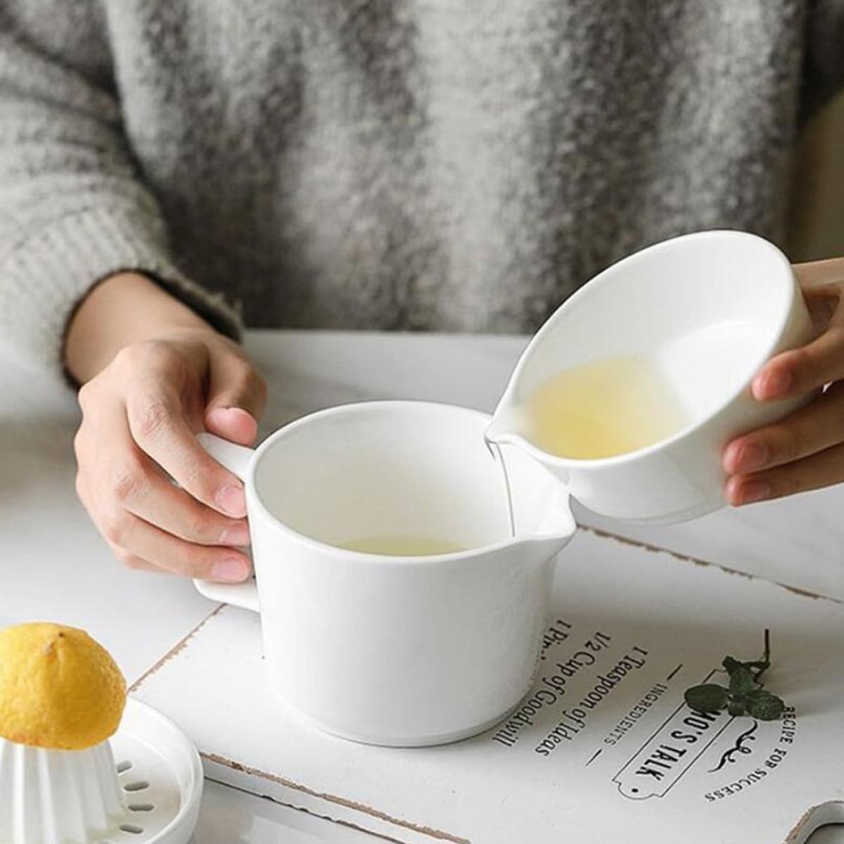 Exprimidor Manual de Frutas de Cerámica 1 Unidad Vaso Exprimidor de Jugo Compacto Portátil para Cocina y Hogar Prensado Rápido Seguro y Fácil de Limpiar