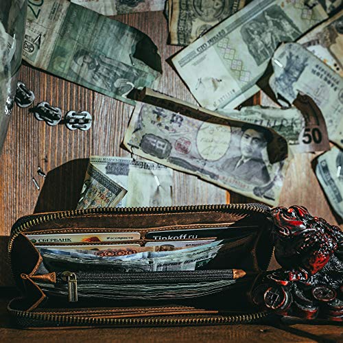 Mens Genuine Leather Long Wallet with Zipper RFID Blocking Vintage Bifold4