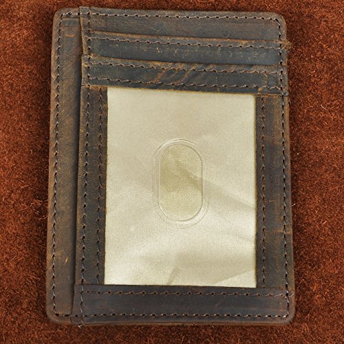 Le'aokuu RFID Real Leather Minimalist Slim Wallet Front Pocket Credit Card Case3