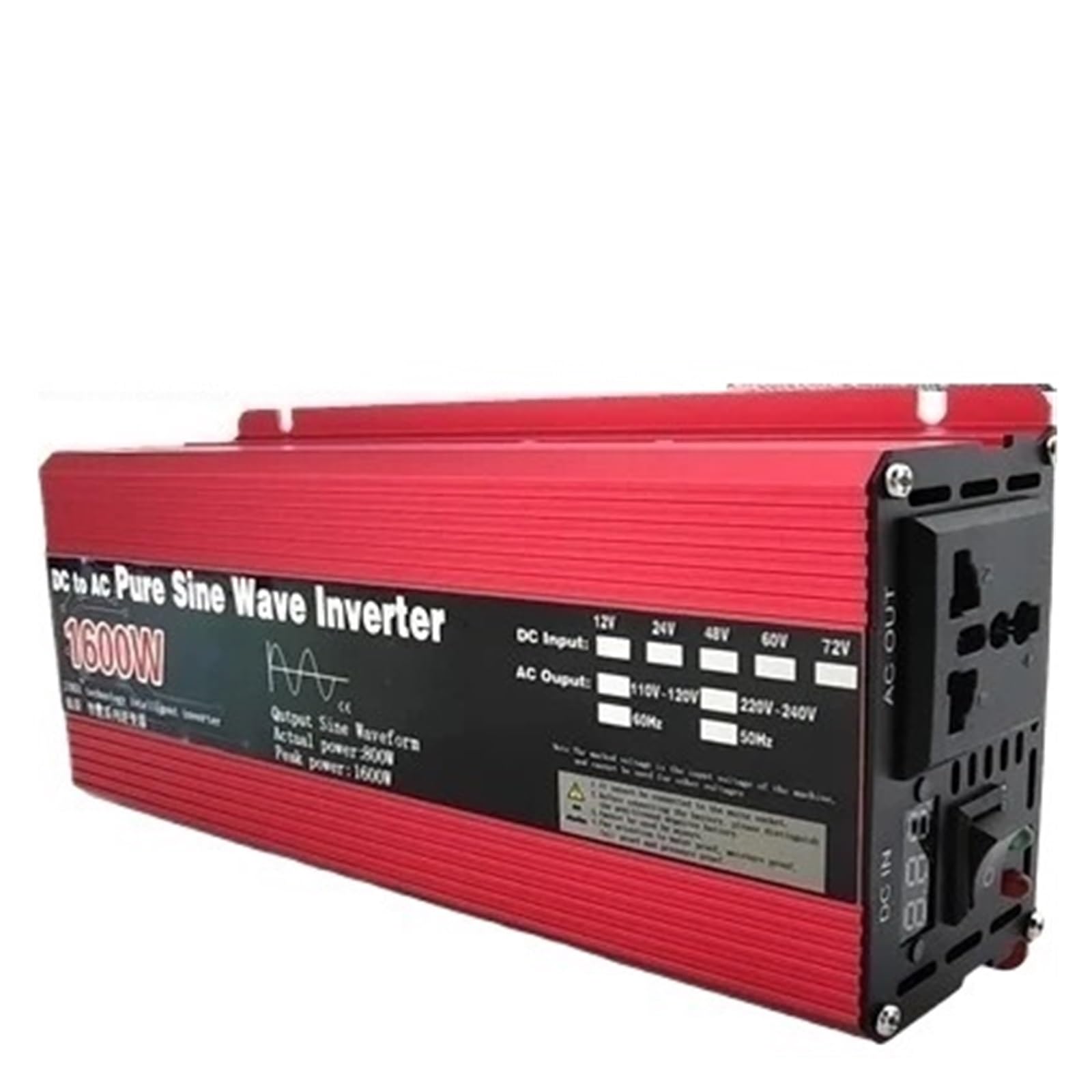 Inversor Inversor Onda Sinusoidal Pura 1000 W 1600 W 2000 W 3000 W CC 12 V/24 V A CA 110 V/220 V Convertidor Portátil Energía Solar Convertidor(110V 60Hz,1600W 12V)