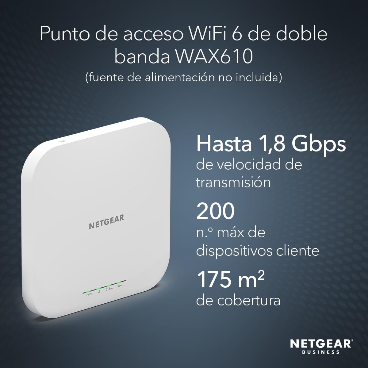 【中古】​NETGEAR WAX610 AX1800 WiFi 6 法人向け AX1800 アプリ&クラウド WiFi 6アクセスポイント | NETGEAR