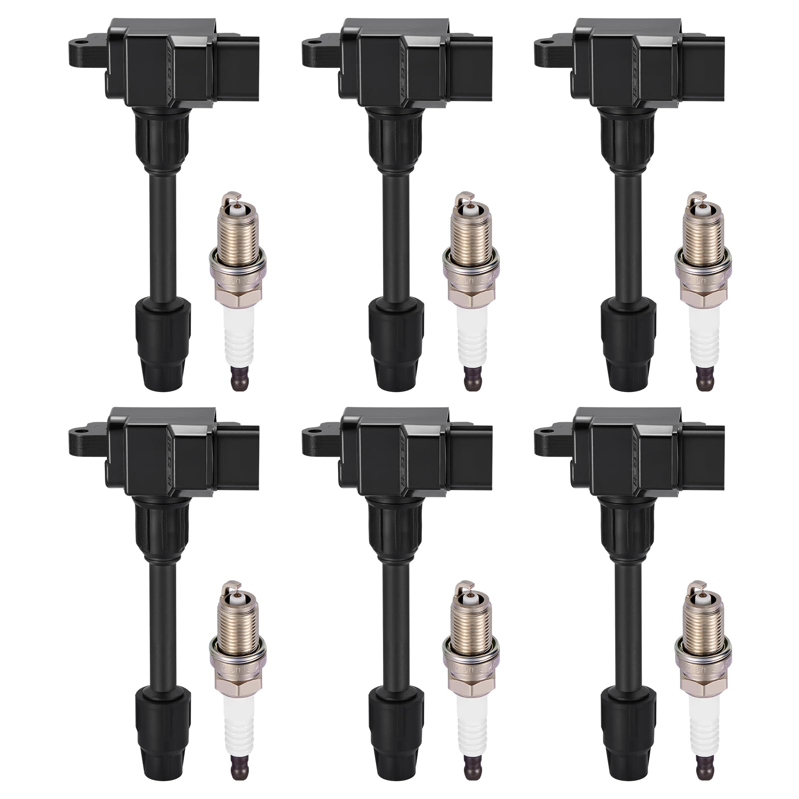 BDFHYK 6 Ignition Coil Pack UF232 and 6 Iridium Spark Plug 5464 Compatible with INFINITI 1996-1999 I30, Compatible with Nissan 1995-1999 Maxima 3.0L V6 Coil for 2244831U00 UF-232
