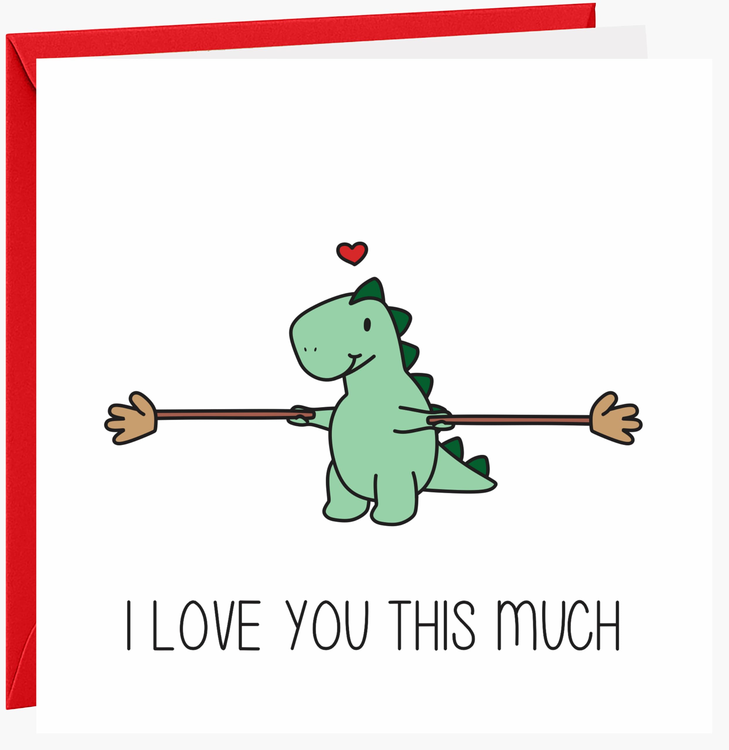 Cute Valentine's Day Card for Him or Her - Valentine's Day Card for Girlfriend, Boyfriend, Husband or Wife - Valentine's Day Card for Fiance Fiancee - Funny Romantic Dinosaur Valentine's Day Card