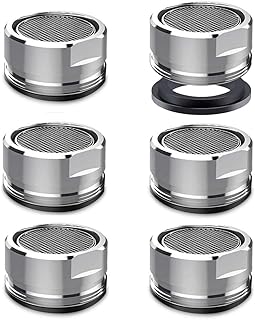 6 Pcs Water Saver Tap Filter Nozzle 24mm Male Threads Tap Faucet Aerator Kitchen Sink Aerator Replacement Parts with Gasket Brass Shell Kitchen Tap Spray Head Bathroom Faucet Filter (M24)