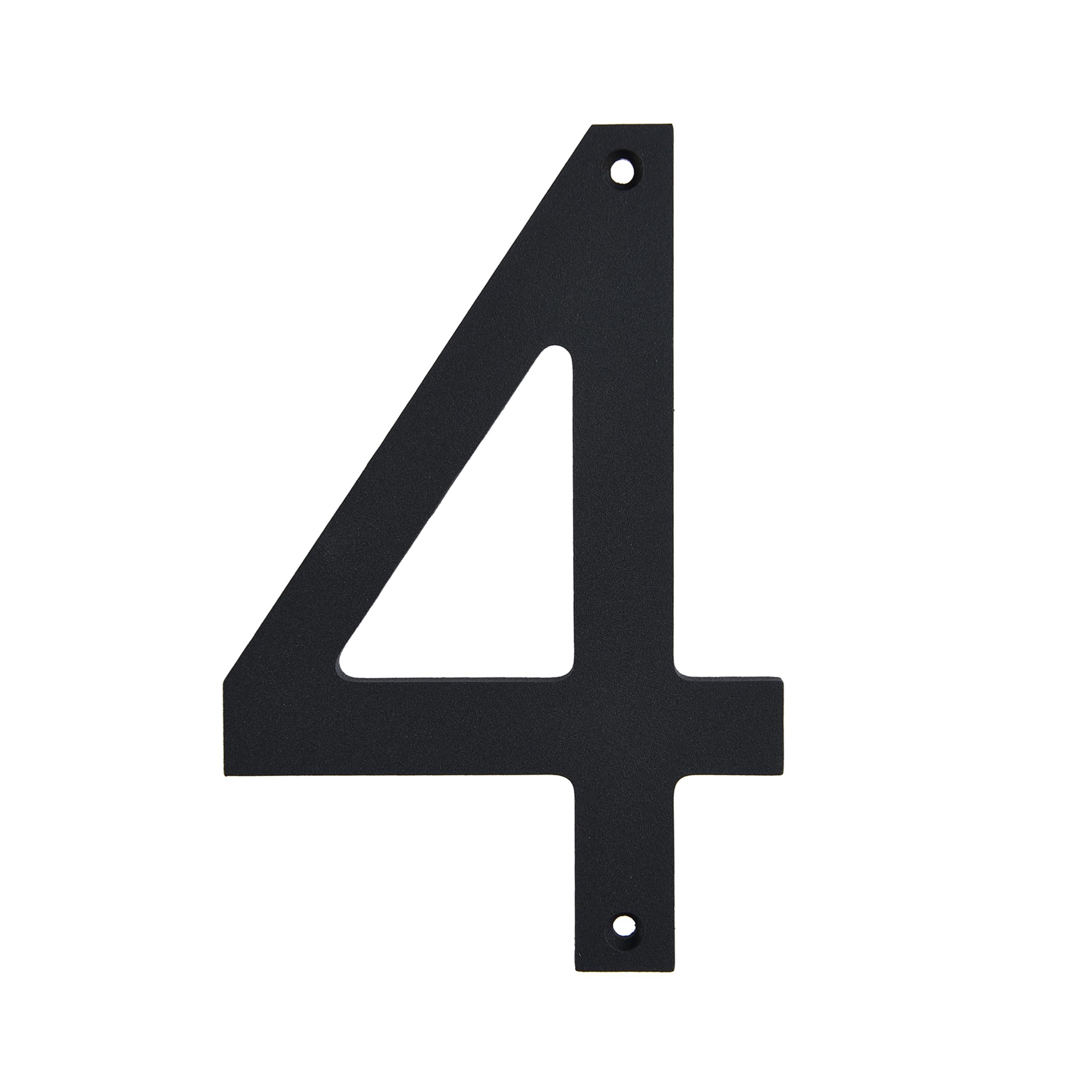 BetLight House Numbers for Outside- 6 Inch Screw in Stainless Steel Mailbox Numbers-Rustproof/Easy-to-install/Anti-fade/Black/Number 4