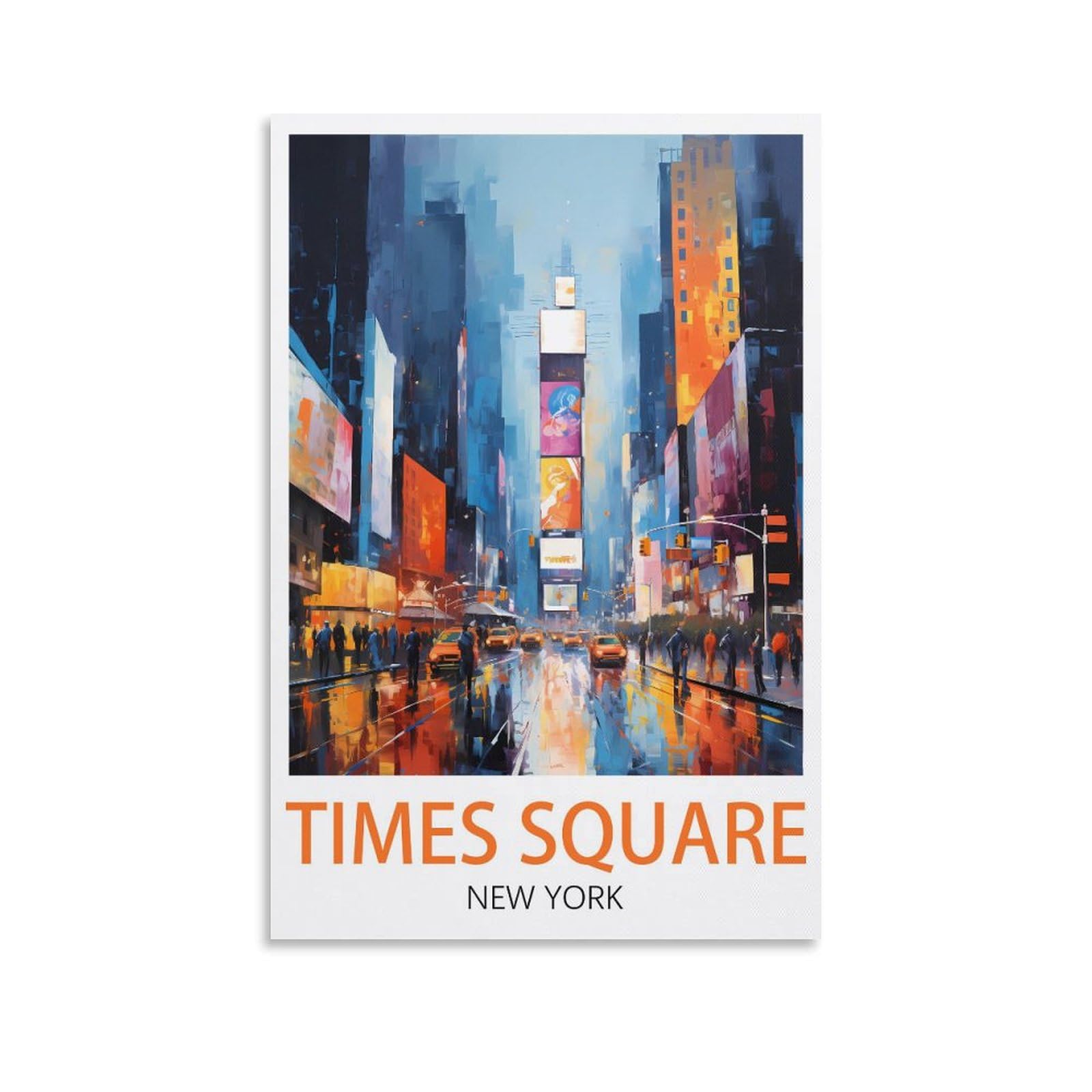 LHJOIUN Times Square New York Vintage Travel Poster 16x24inch(40x60cm) Art Canvas Print For Living Room Bedroom Home Decoration Modern Art