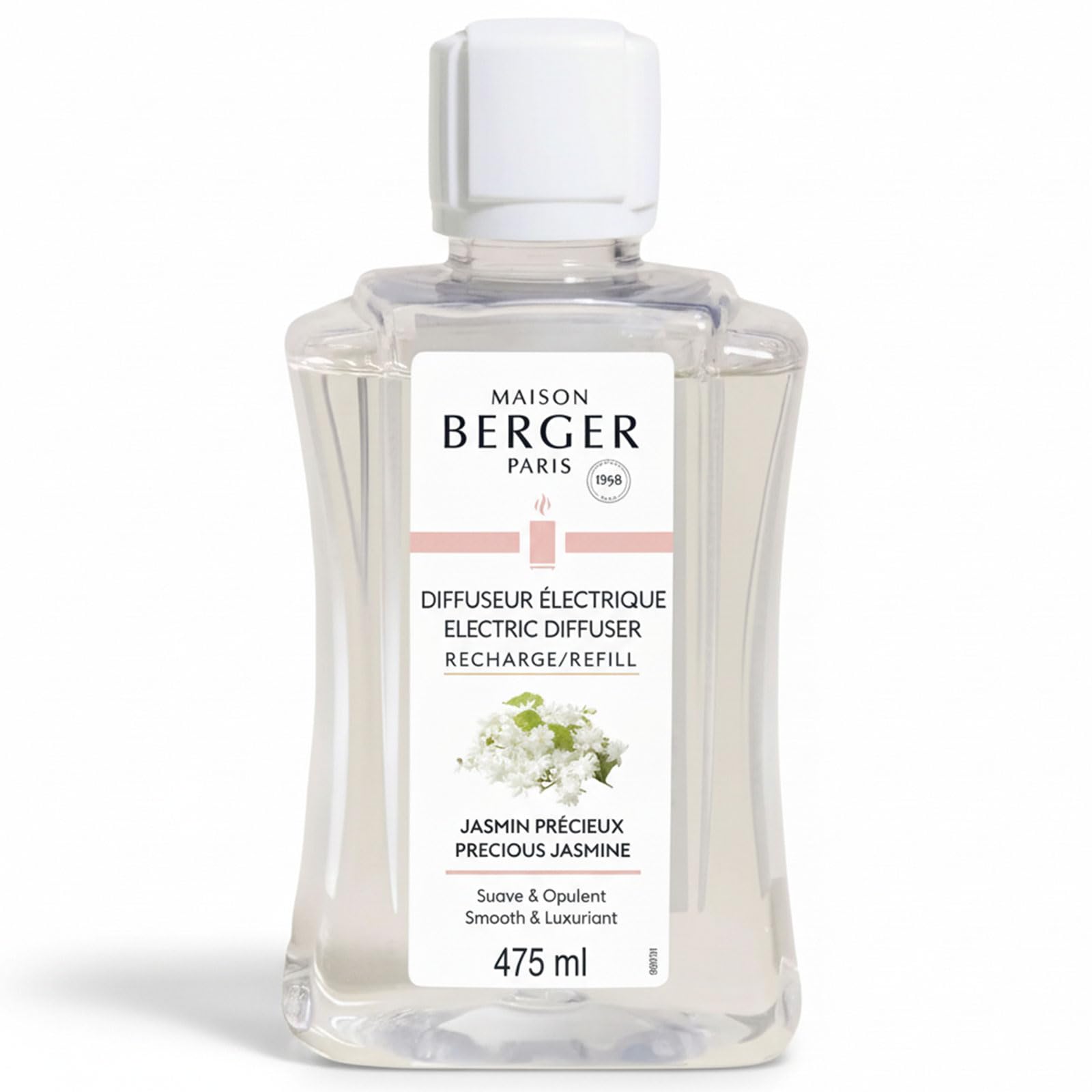 Maison Berger Precious Jasmine 475 Ml Electric Diffuser Refill – 40 Hour Diffusion Time – Ready To Use Fragrance (Precious Jasmine)