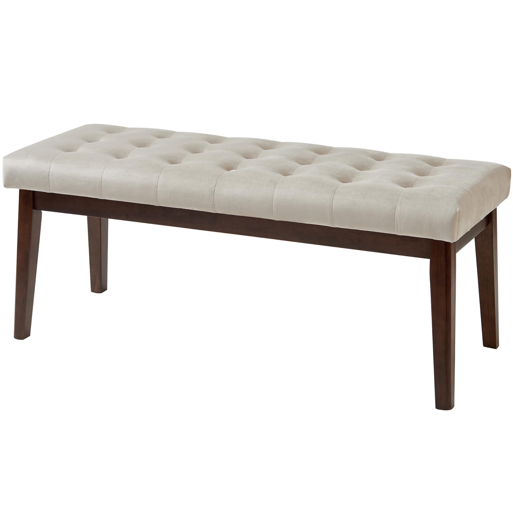 Upholstered Entryway Bench, Bedroom Bench End of Bed, Dining Bench with Solid Wood Legs and Button-Tufted, Velvet Ottoman Bench for Living Room, Entryway (Taupe)