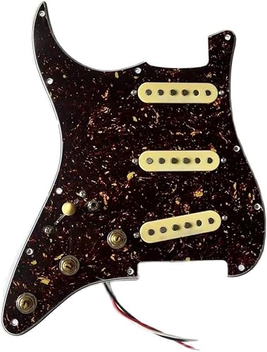 Golpeador con cable precableado para zurdos estilo ST SSS, placa de rasguño de guitarra con juego de 5 ollas para golpeador zurdo de 3 capas,