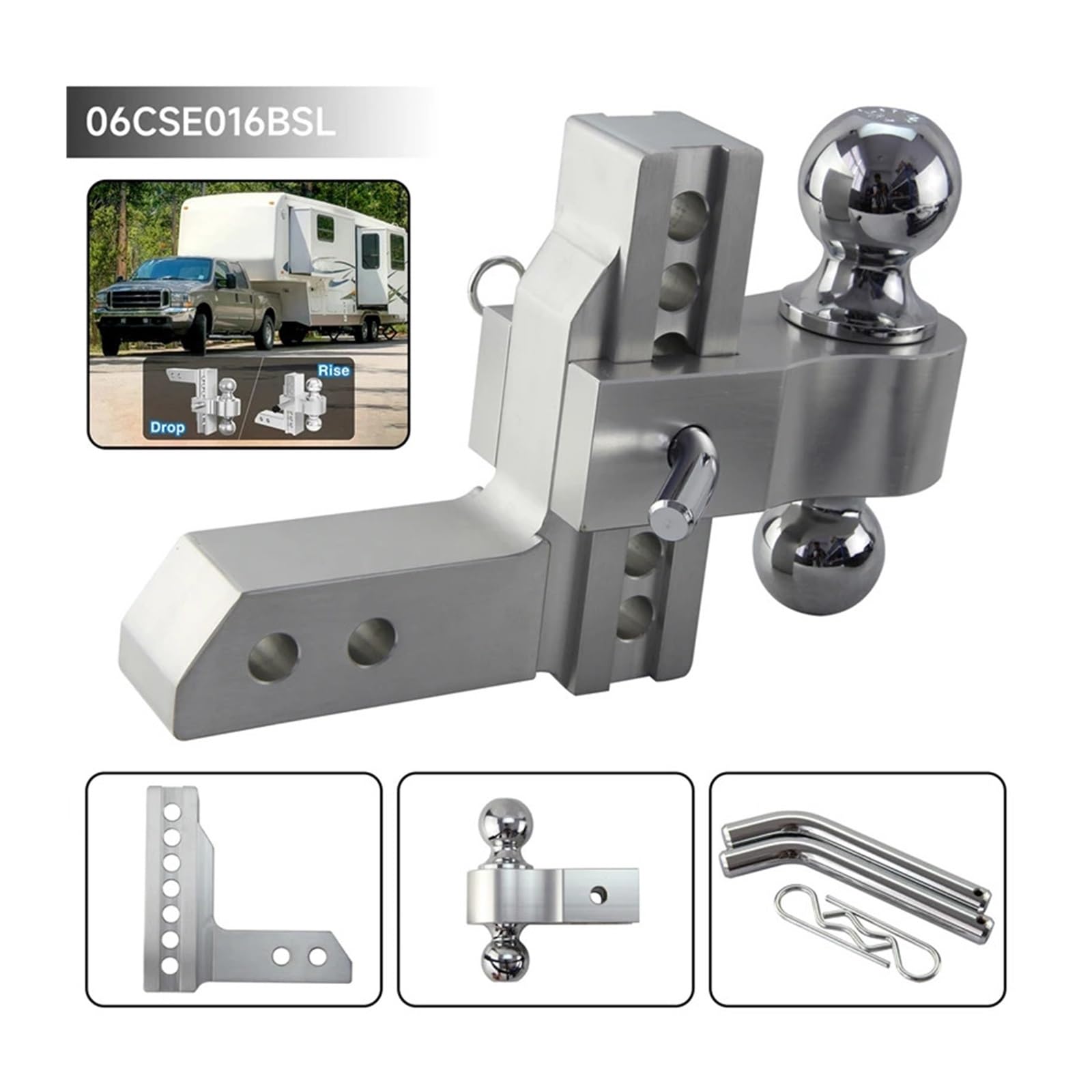 Attelage Double Boule Réglable Pour Remorque - Classe 5, Capacité 18000 Lb, Acier Renforcé, Peint Noir, Neuf