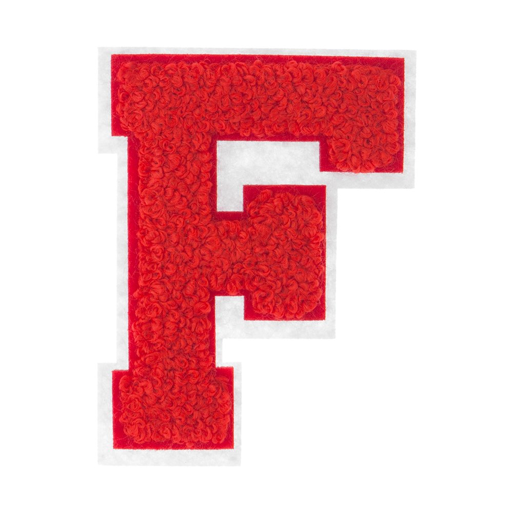 M&J TrimmingM&J Trimming Iron On Letters - Varsity Chenille A-Z Patches - Iron Adhesive or Sew On Appliques - Decorative 2.5" Red Letters with White Border