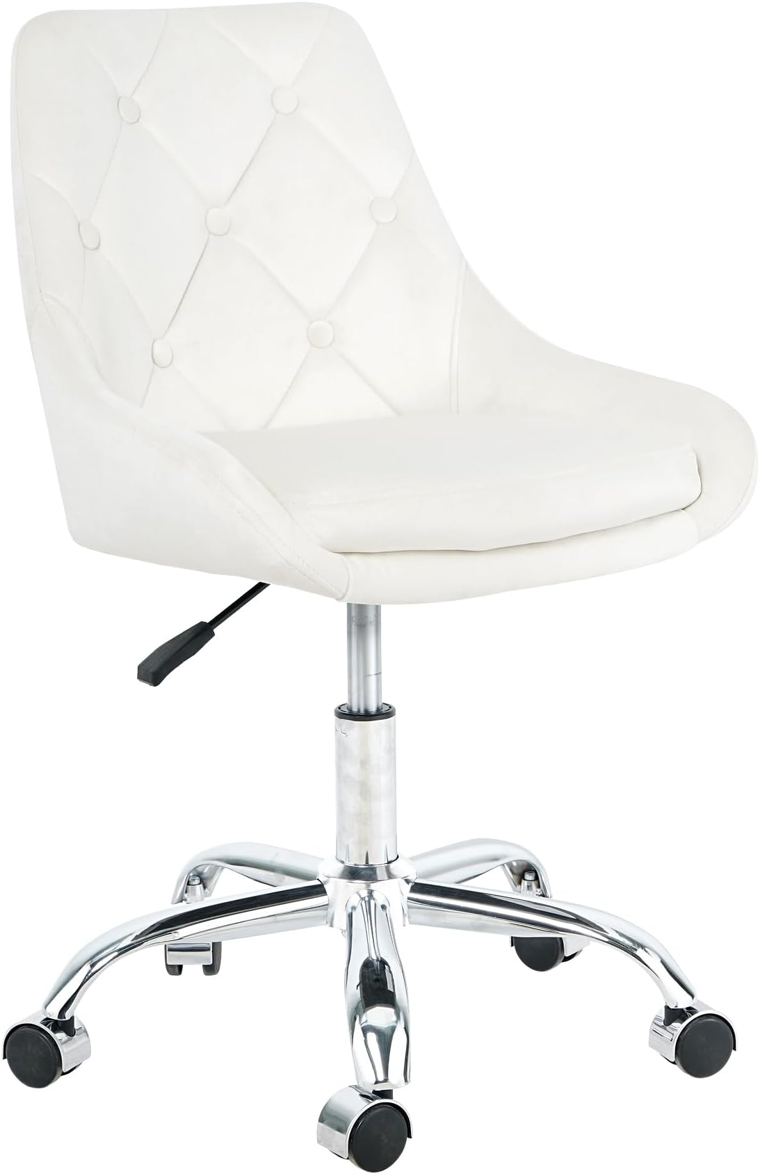 Warmiehomy Office Desk Chair with Wheels, Modern Velvet Vanity Chair with Mid Back, Ergonomic Computer Task Study Chair 360 Degree Swivel Height Adjustable for Office Make Up Bedroom,Sliver-Beige