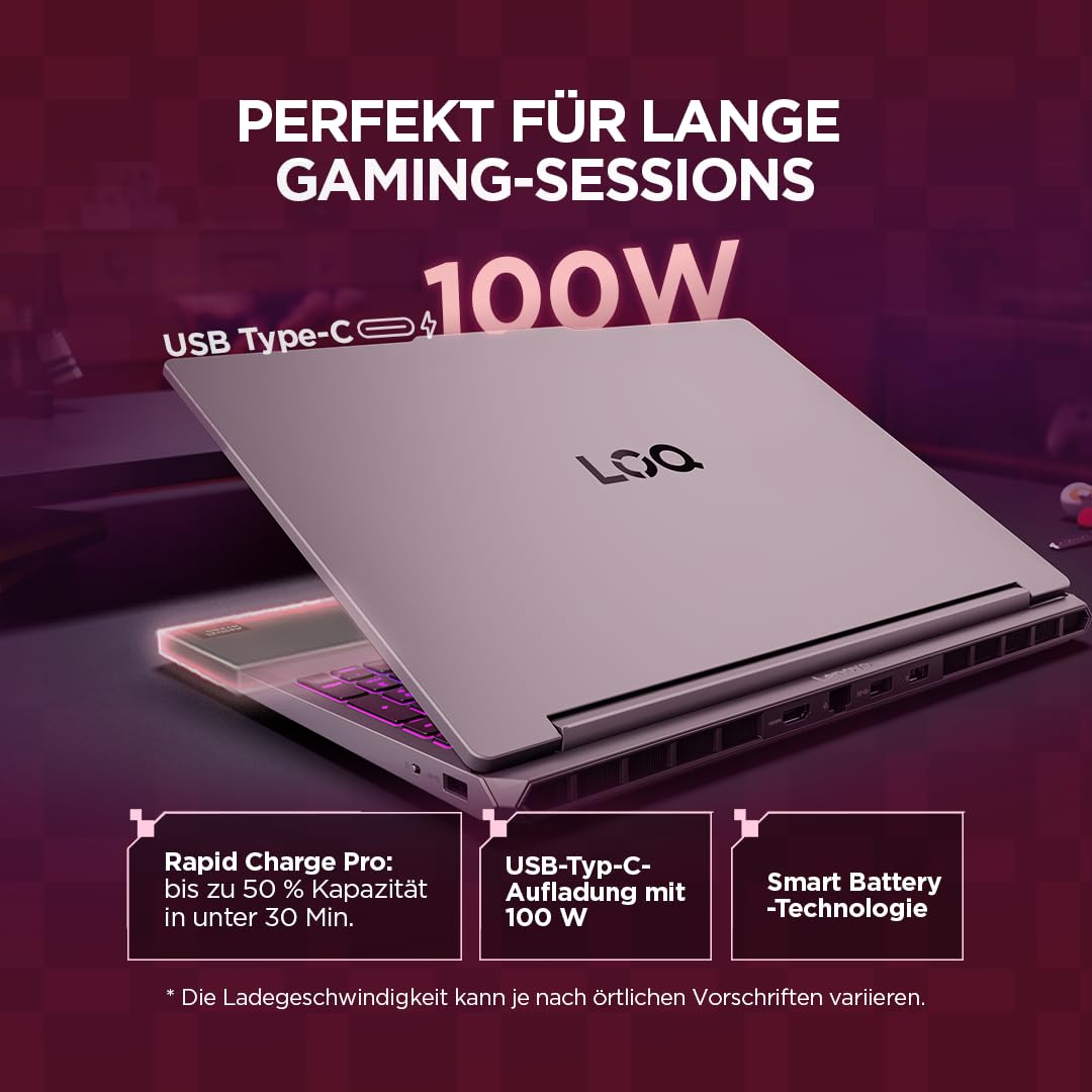 Lenovo LOQ Gaming AI Laptop | 15.3" WUXGA 165Hz Display | AMD Ryzen 7 250 | 16GB RAM | 1TB SSD | NVIDIA GeForce RTX 5060 | Windows 11 | QWERTZ | Grau | 3 Monate GamePass