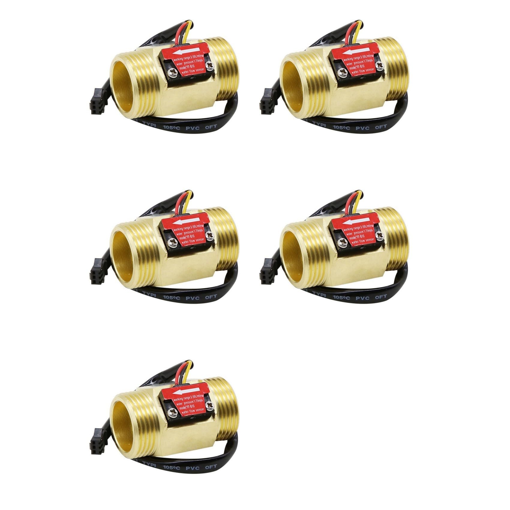 Jnchdghwa As Shown 5X Water Sensor Hall Meter 1 Inch External Wire Copper Water Sensor Turbine Meter