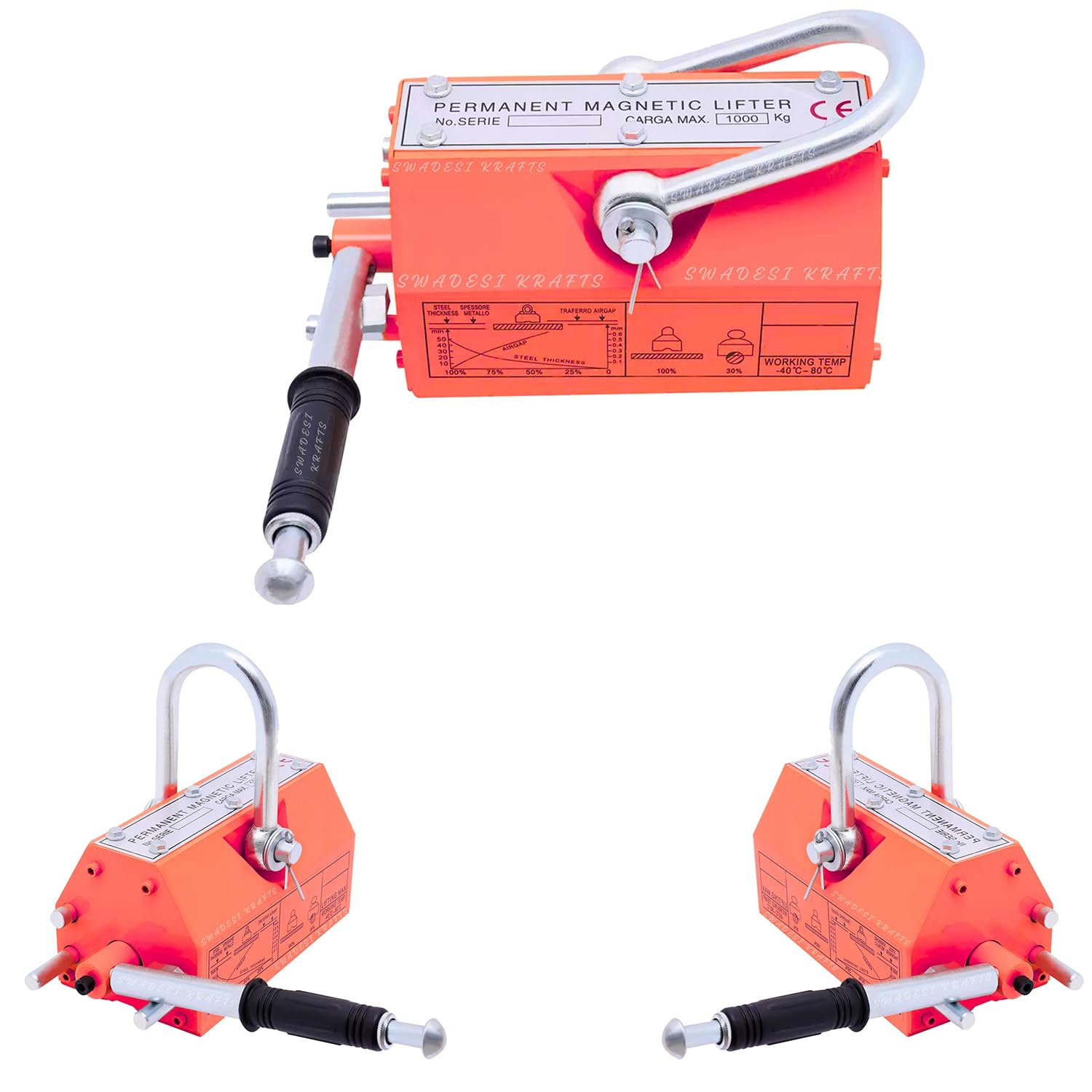 Heavy Duty Permanent Magnet Lifter Capacity 600kg Height 115mm x length246mm x bottom120mm and the Magnet Lifting Hoist for Steel Plate with MS material for magnetlifter weight 19.9kg-picture-52