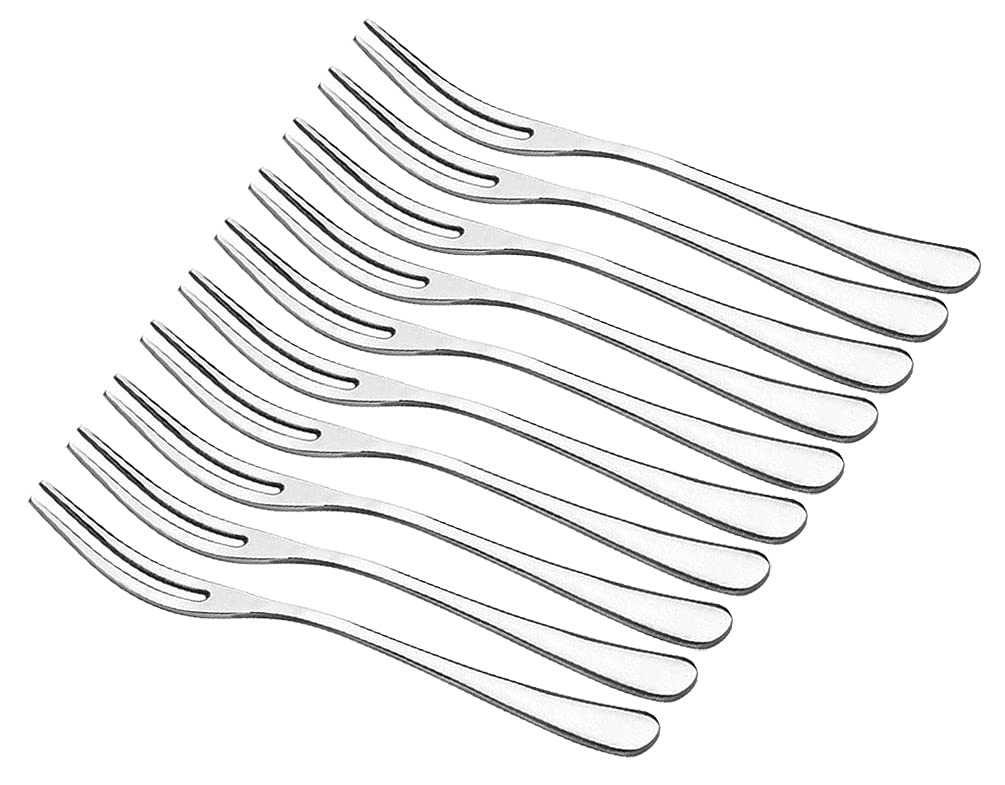 Funito Crab Stainless Steel Forks, 2 Prong Escargot Tasting Appetizer Forks, Portable Cocktail Salad Fruit Fork for Party Travel, Set of 10