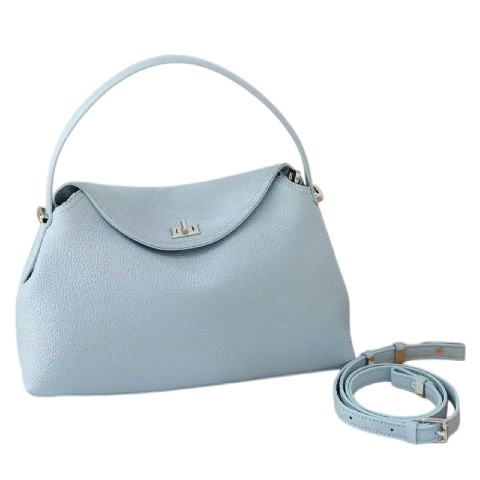 Borsa a mano da donna in pelle di vacchetta | Borsa sottobraccio di grande capacità con manico superiore e chiusura in metallo per viaggi, shopping, lavoro, appuntamenti
