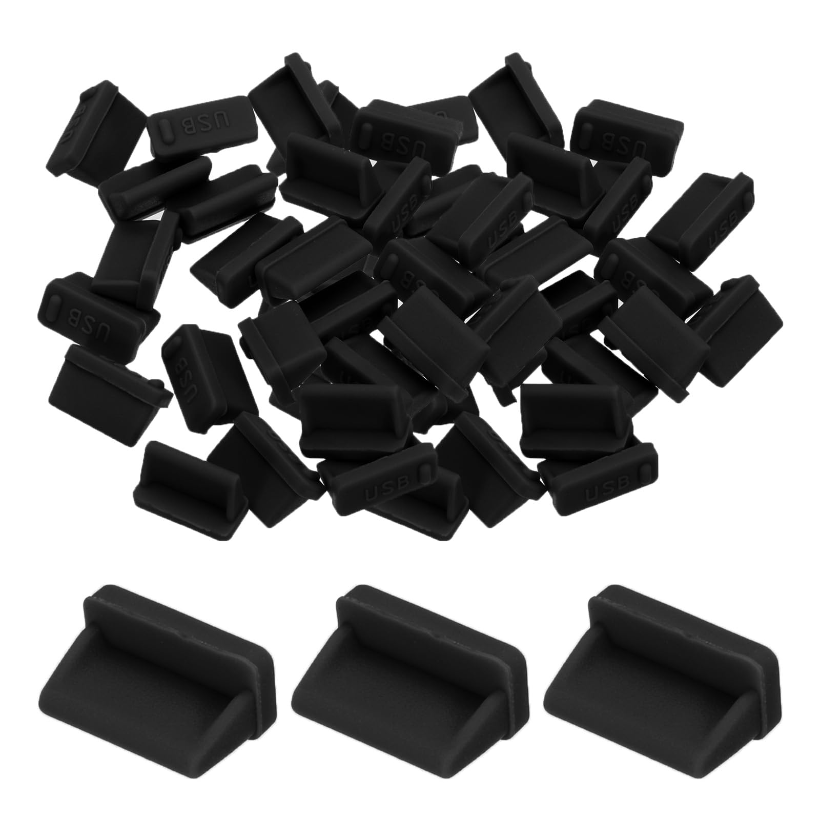50 Tappi USB Maschio Anti Polvere - Protezione Per Porte USB Tipo A - Nero - Compatibile Con PC E Auto
