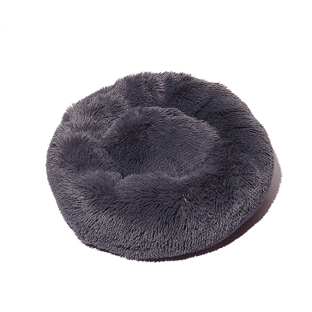 Lukery Dog Cat Donut Bed, Fluffy Plush Puppy Kitten Cuddler Round Bed, Warm and Soft Pet Cosy Anti Anxiety Beds for Small/Medium/Large Dogs (50CM,Dark sky grey)