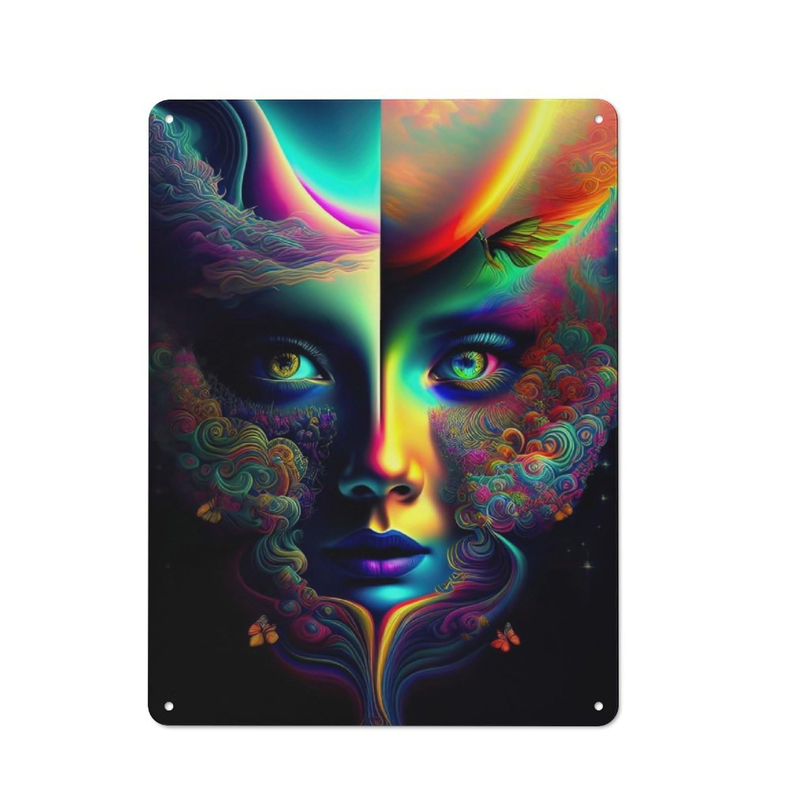 Junmoney Lady Surreal 03 Rustic Tin Sign 40X30cm For Man Cave Or Games Room, A Decorative Gift For A Newly Furnished Man Cave And Games Room