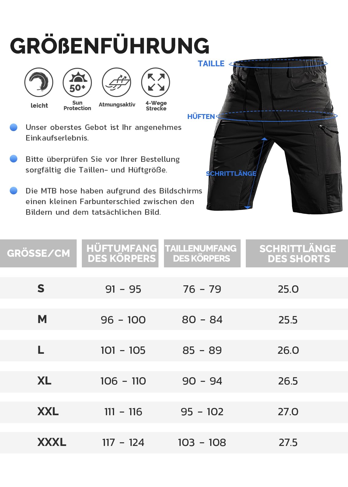 Cycorld Short de randonnée pour homme - Short de randonnée - Respirant - Séchage rapide - Bermuda cargo - Pantalon de travail - Short de cyclisme pour homme