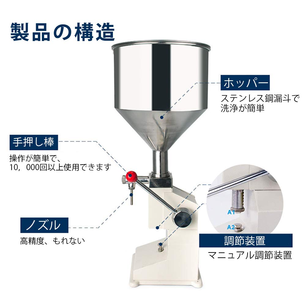 Amazon | A03 空気式充填機 手動液体充填機 クリーム充填機 食品充填機