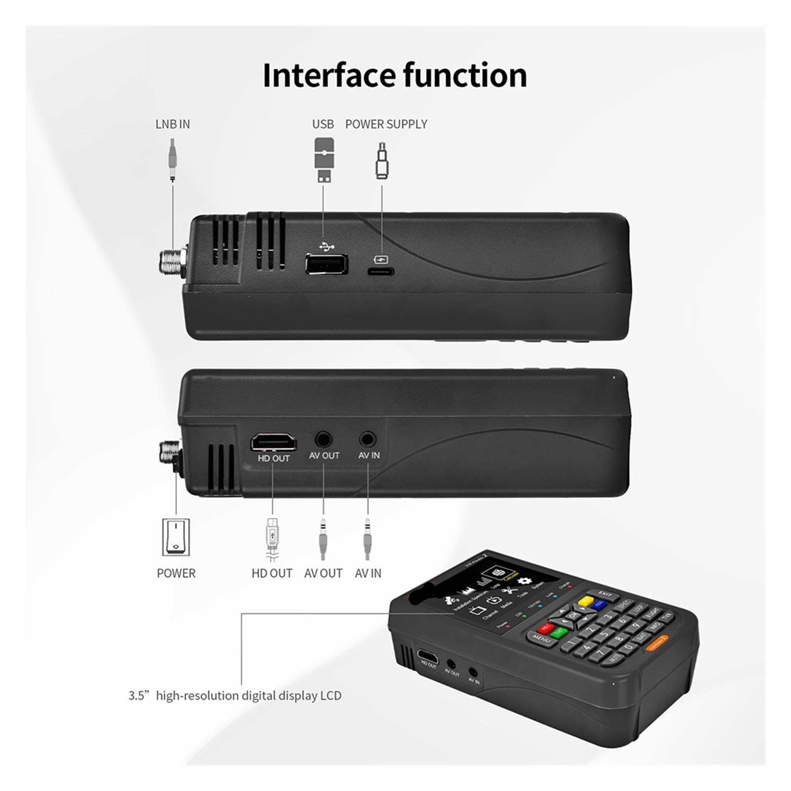 Buscador de satélite V8 Finder 2, DVB-S2/S2X, Pantalla HD de 3,5", analizador de Espectro, AZ/EL automático, /AV, Compatible con Mayoristas
