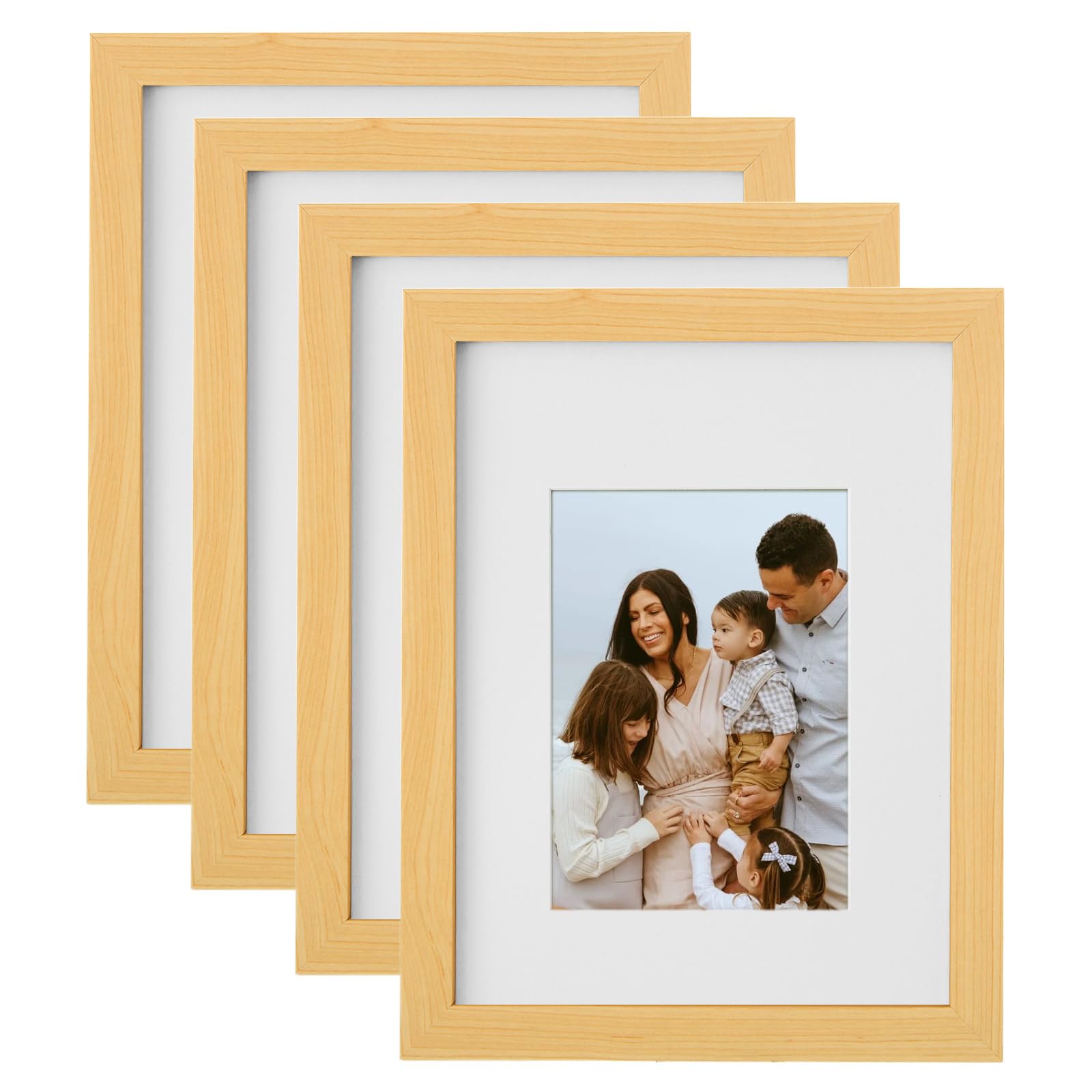 ASelected 4Pack 8x10 Picture Frames, Wooden 10x8 Photo Frames Modern Frame with Mount and Plexiglass, Tabletop or Wall Display, for Photos, Prints, and Posters