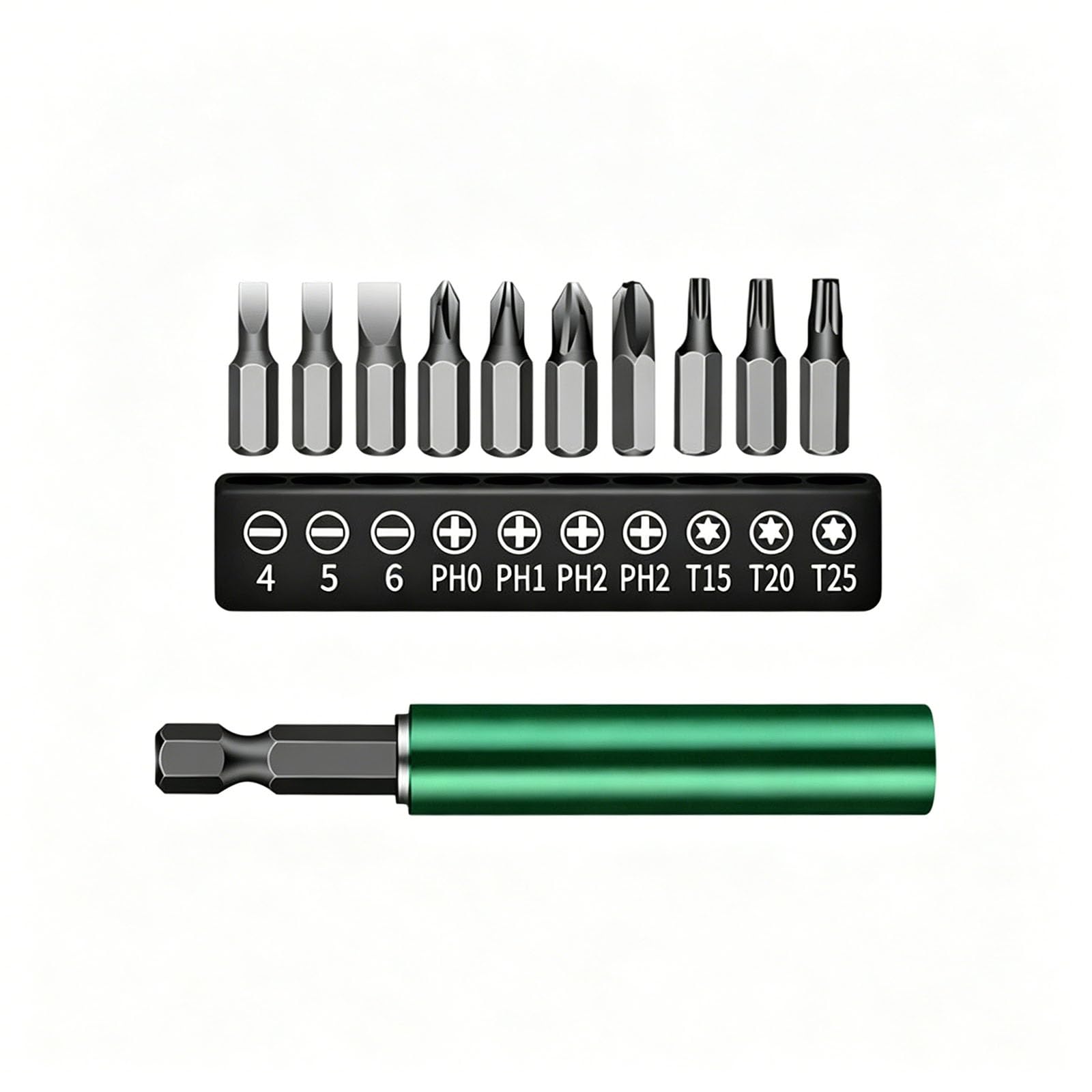 6Mm Hexagonal Shank Extension Rod Set with 10Pcs Bit 2Length 80Mm / 120Mm Option for Electric Screwdriver and Drill Port Extension