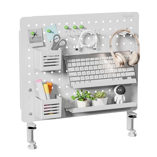 PEGZONE Clamp-on Desk Pegboard with 15 Accessories
