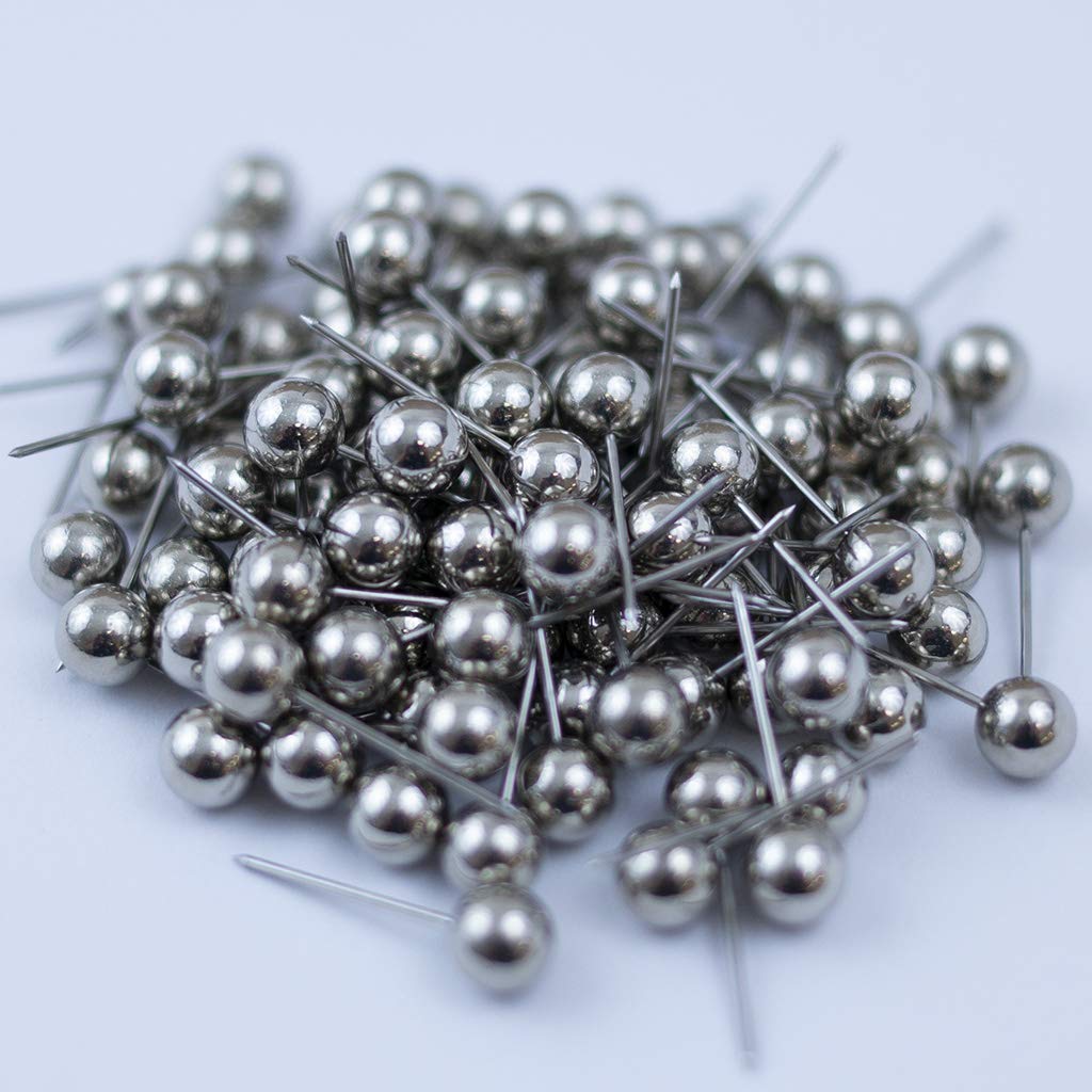 Push Pin Tacks for Photo Wall, Whiteboard, Cork Board, Map, Bulletin Board, Office or Home | 5 mm Head, 11 mm Point | Designed in The USA | Silver, Pack of 50