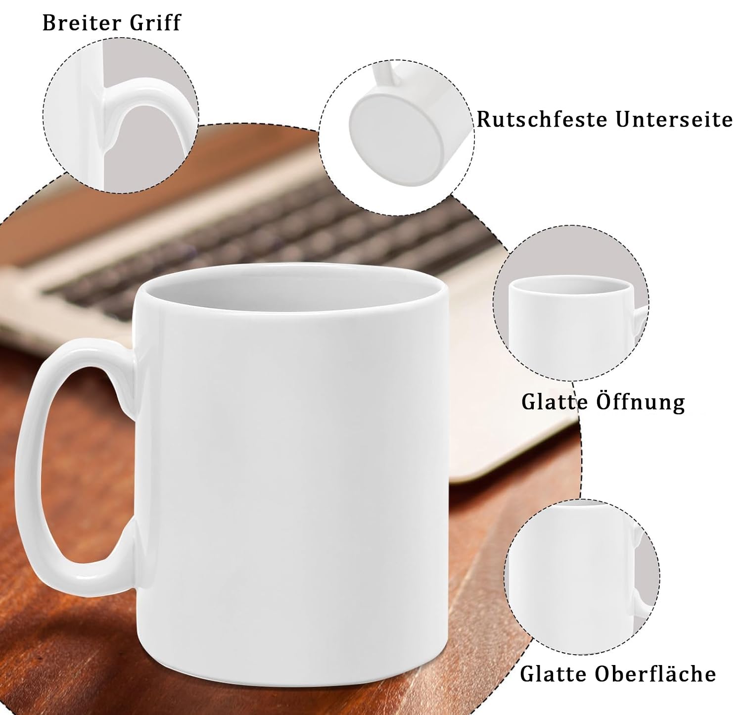 12er Set Sublimationstassen Rohlinge, 350ml Weiße Kaffeetassen zum Bedrucken, Blanko Keramiktassen mit Geschenkboxen für Tee, Milch, Latte, Heiße Schokolade