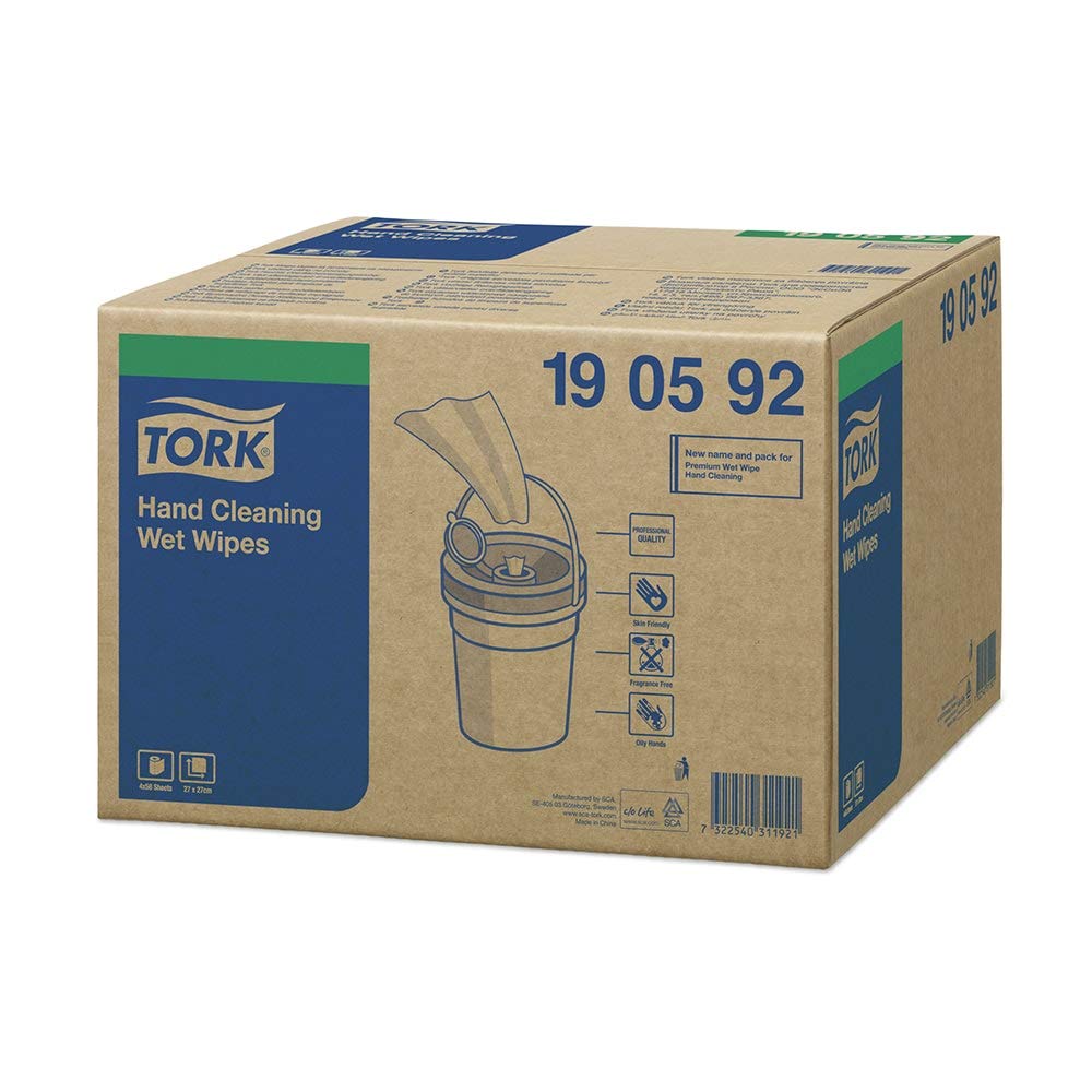 Tork Prem.Wet hand cleaning wipes,1-plywhite,16mx27cm,case 4 buckets/58 sheets