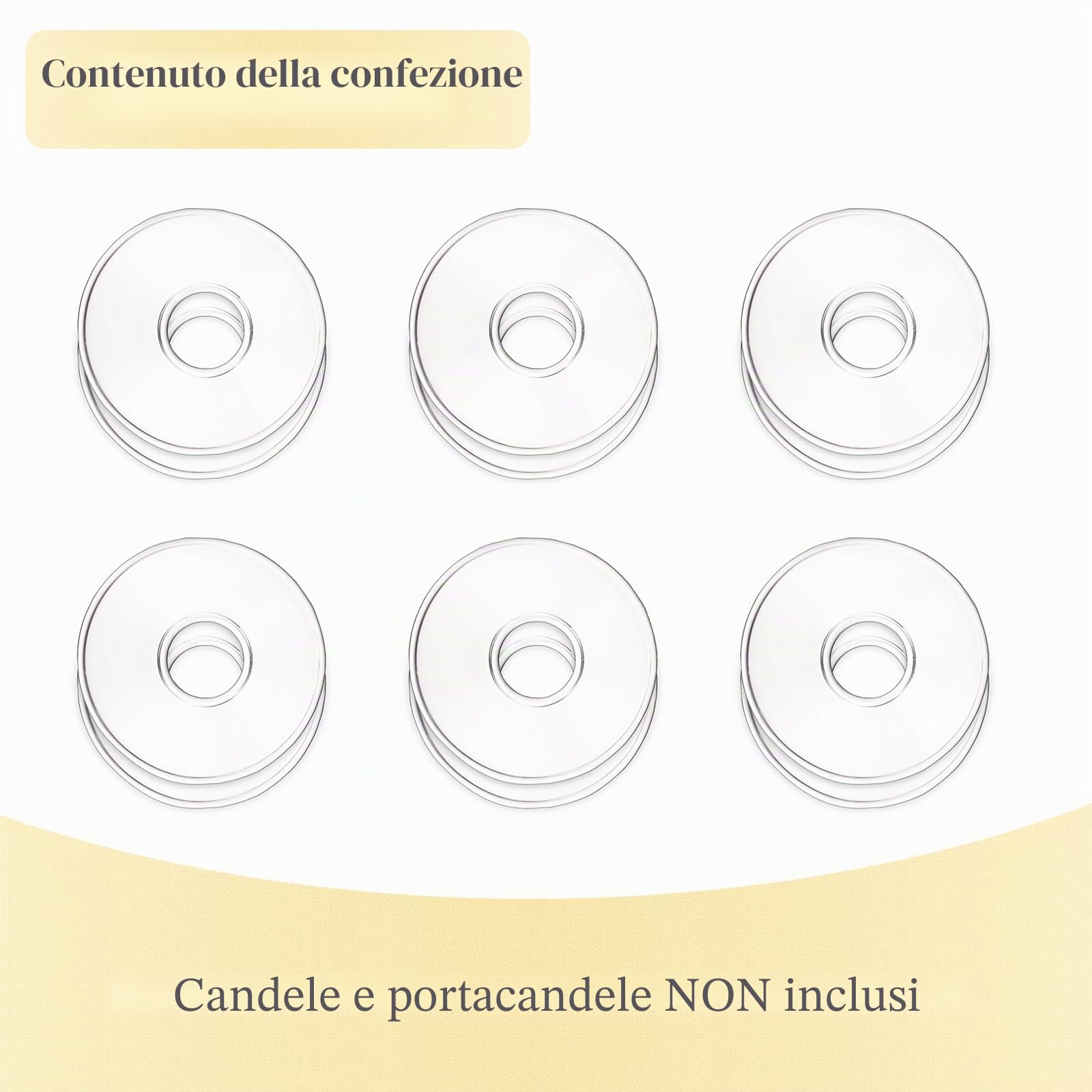 Hewory Bobeches in Vetro per Candelieri - 12 Pezzi Antigoccia per Candele Affusolate, da Chiesa - Decorazioni per la Casa, Rotonde, Trasparenti