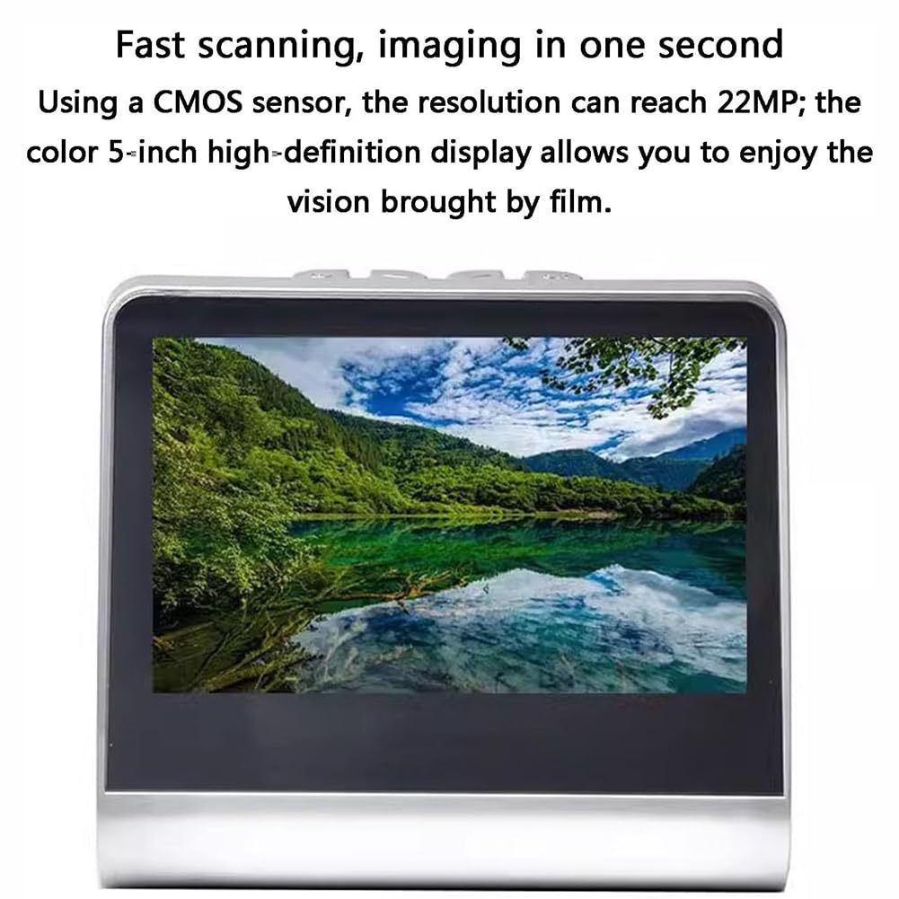 22 MP Film & Slide Scanner, Visualizzatore di Diapositive per Scanner Negativo del Film Portatile, Apparecchiatura di Scansione del Film con Schermata da 5 ", Memoria Integrata da 16 GB