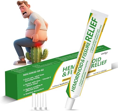 Ungüento hemorroidal (1 paquete), crema para hemorroides y fisuras hamamelis de máxima fuerza, alivio del dolor, para picazón e hinchazón