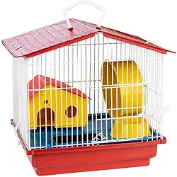 GAIOLA HAMSTER 1 ANDAR TETO PLASTICO VERMELHA