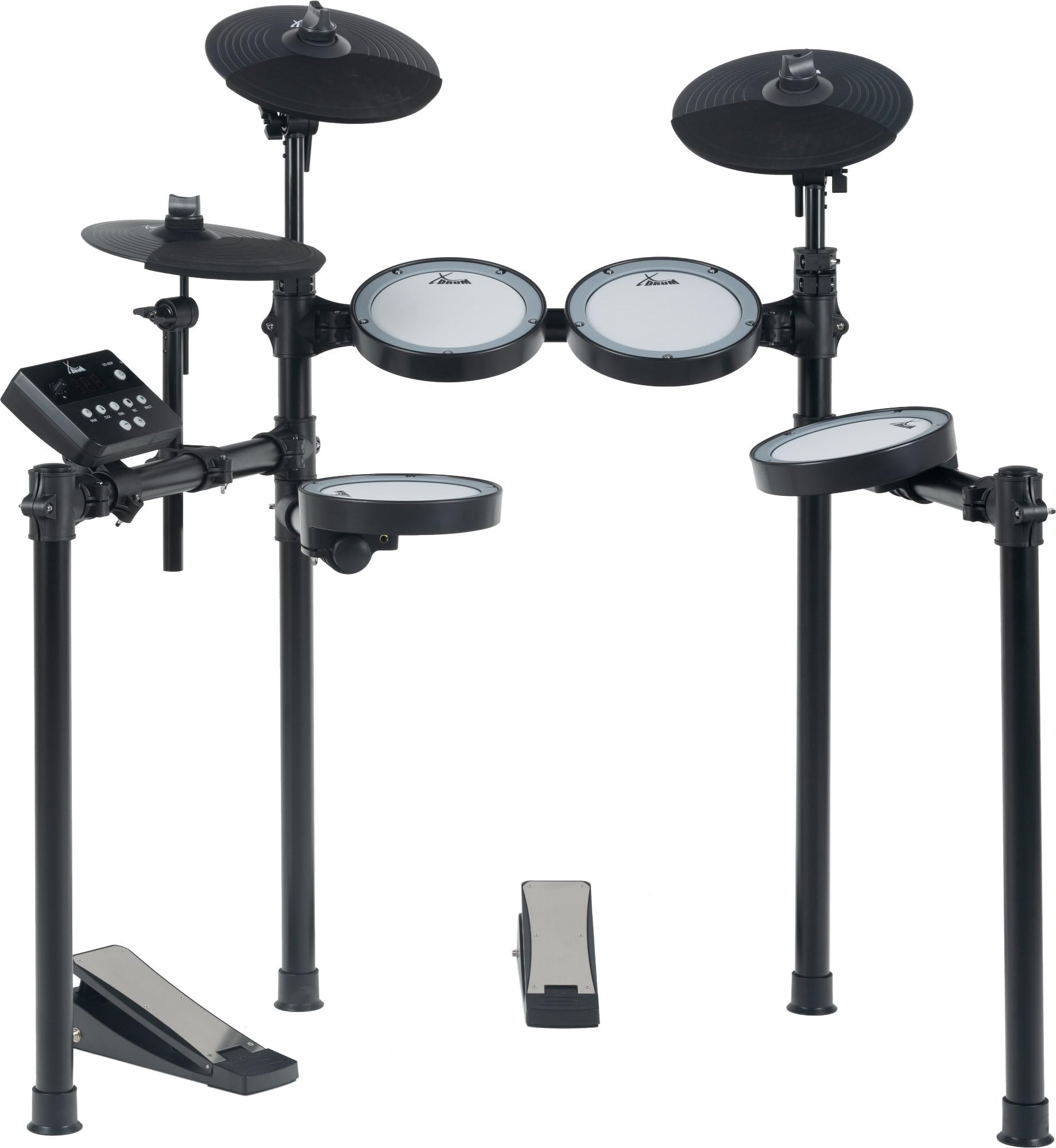 XDrum DD-460C E-Drum Kit Home Set, Batería electrónica con Mesh Heads | 4x pads de caja/tom de 8" de zona única, 1x controlador de kick, 3x pads de platillo de 10" de doble zona, Incluye rack, 5 mm