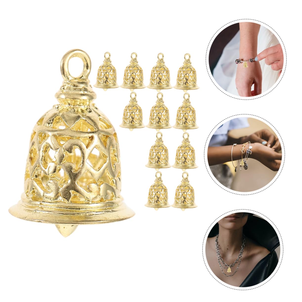 MAGICLULU 5 Set Ciondolo Campana Piccolo Piccole Campane Mini Campanelli Kit Fabbricazione Ornamento Di Artigianato Natalizio Decorazione Appesa Fata Rame Golden 12 Pezzi * 5