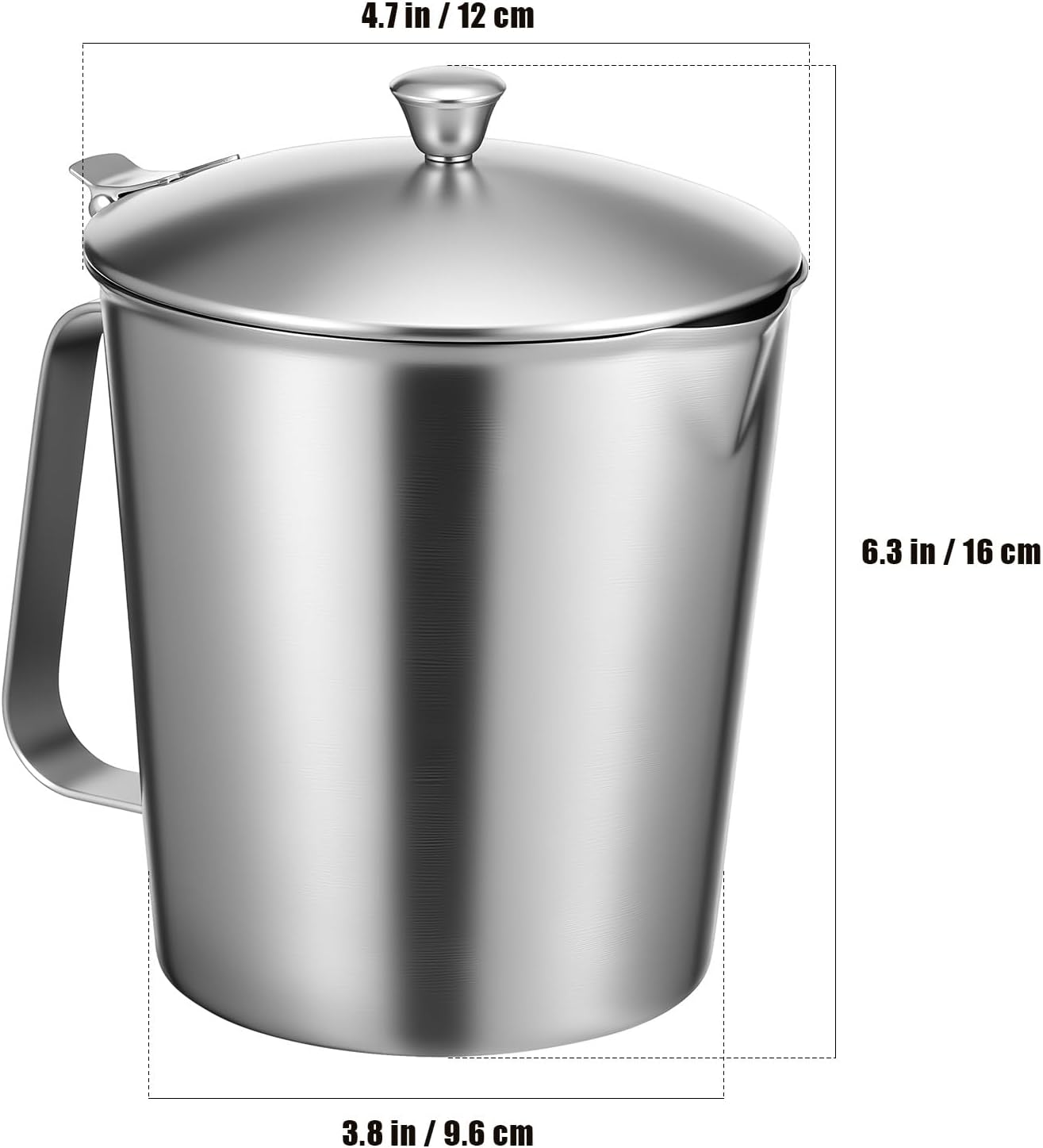 Stainless Steel Measuring Cup with Lid 1000Ml Graduated Milk Tea Coffee Pitcher for Baking Latte Art and Espresso Frothing
