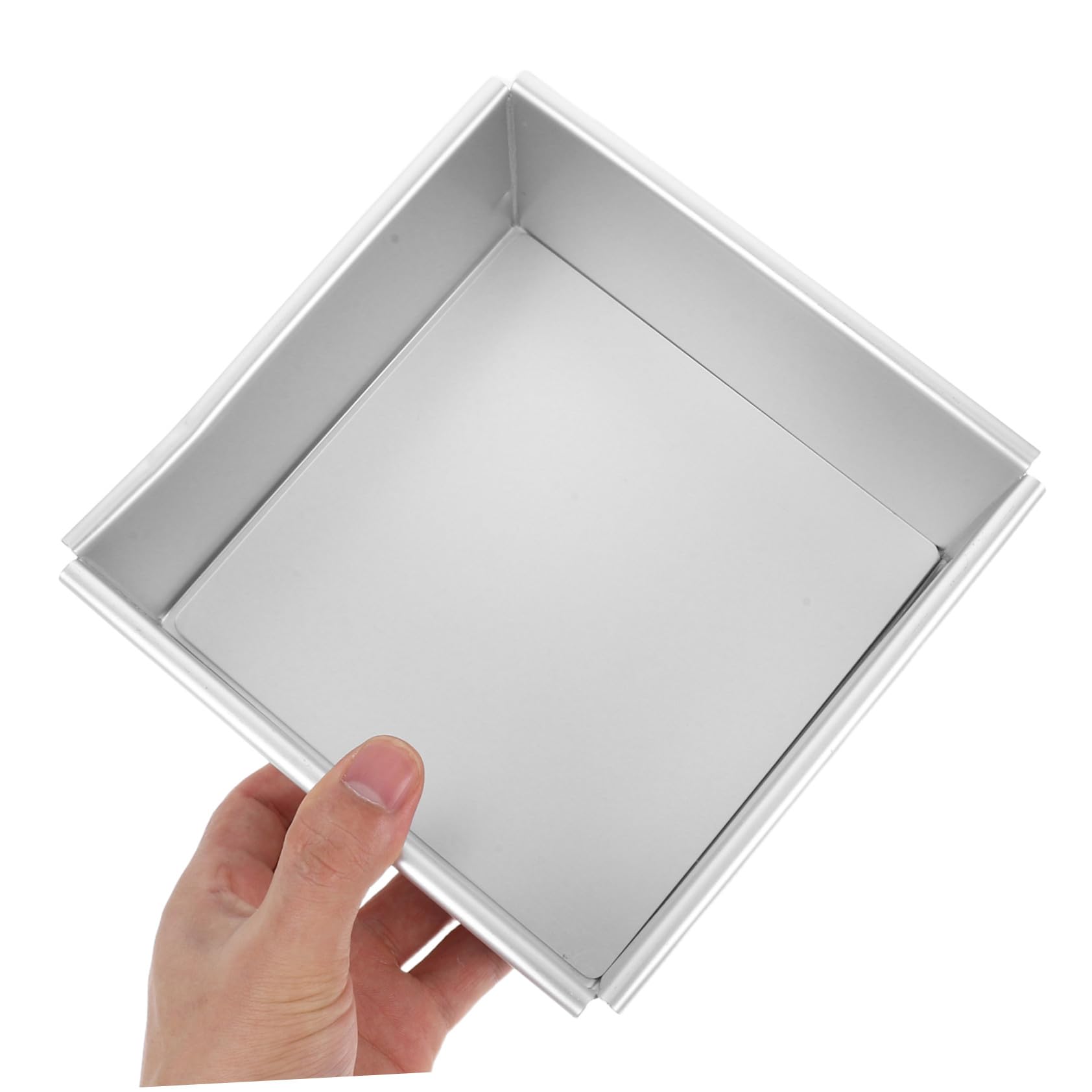 Alipis Molde de Pastel Cuadrado de Aleación de Aluminio 2 Piezas Plata