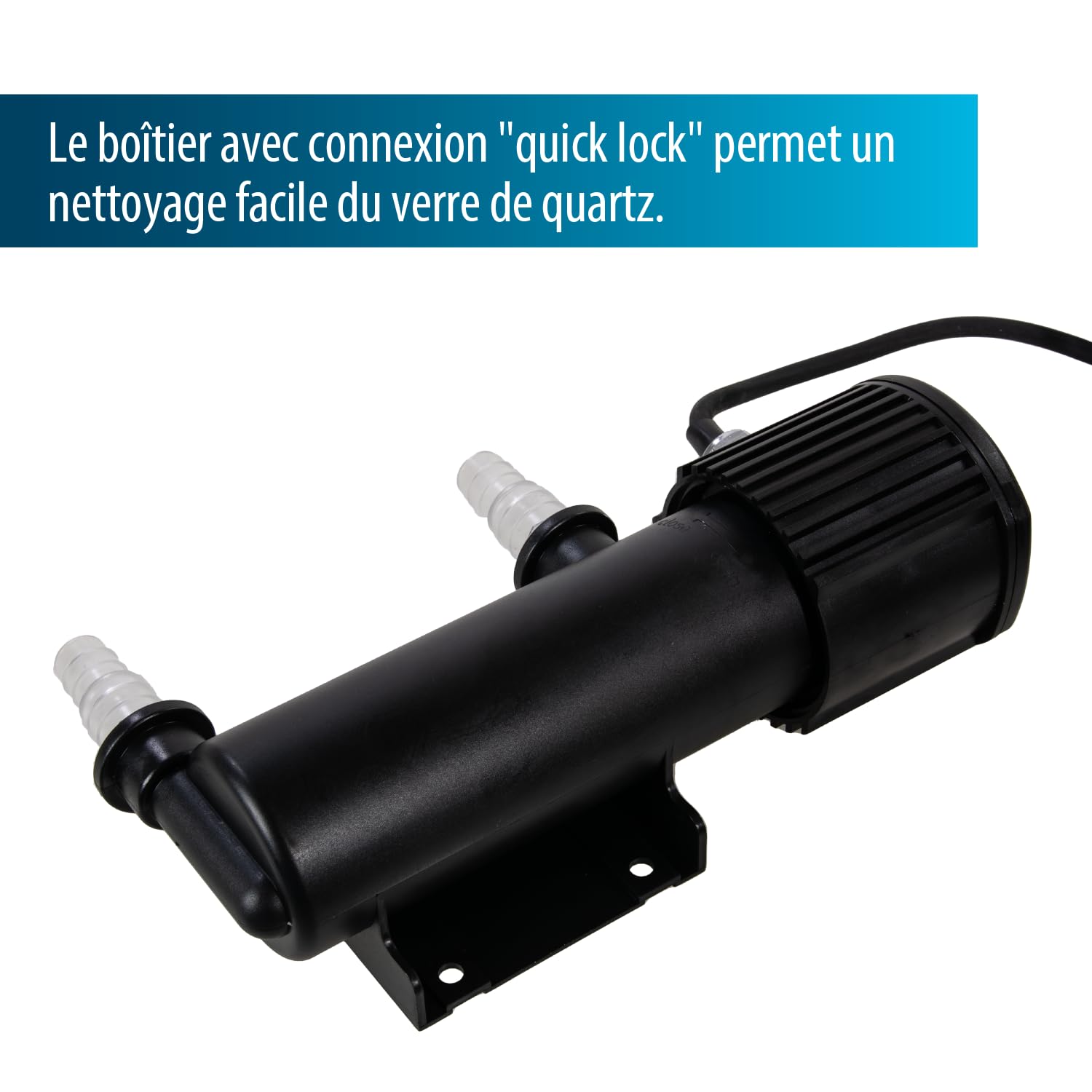 Aquaforte Guv-207 Uv-C, max. Étang 6 m³, Débit max 1,2 m³Heure, 7 Watts, Boîtier avec Connecteur Quick Lock, Équipé de 3 Raccords : 3 Raccords de Tuyau 20253240 mm et Verre Anti-Uv